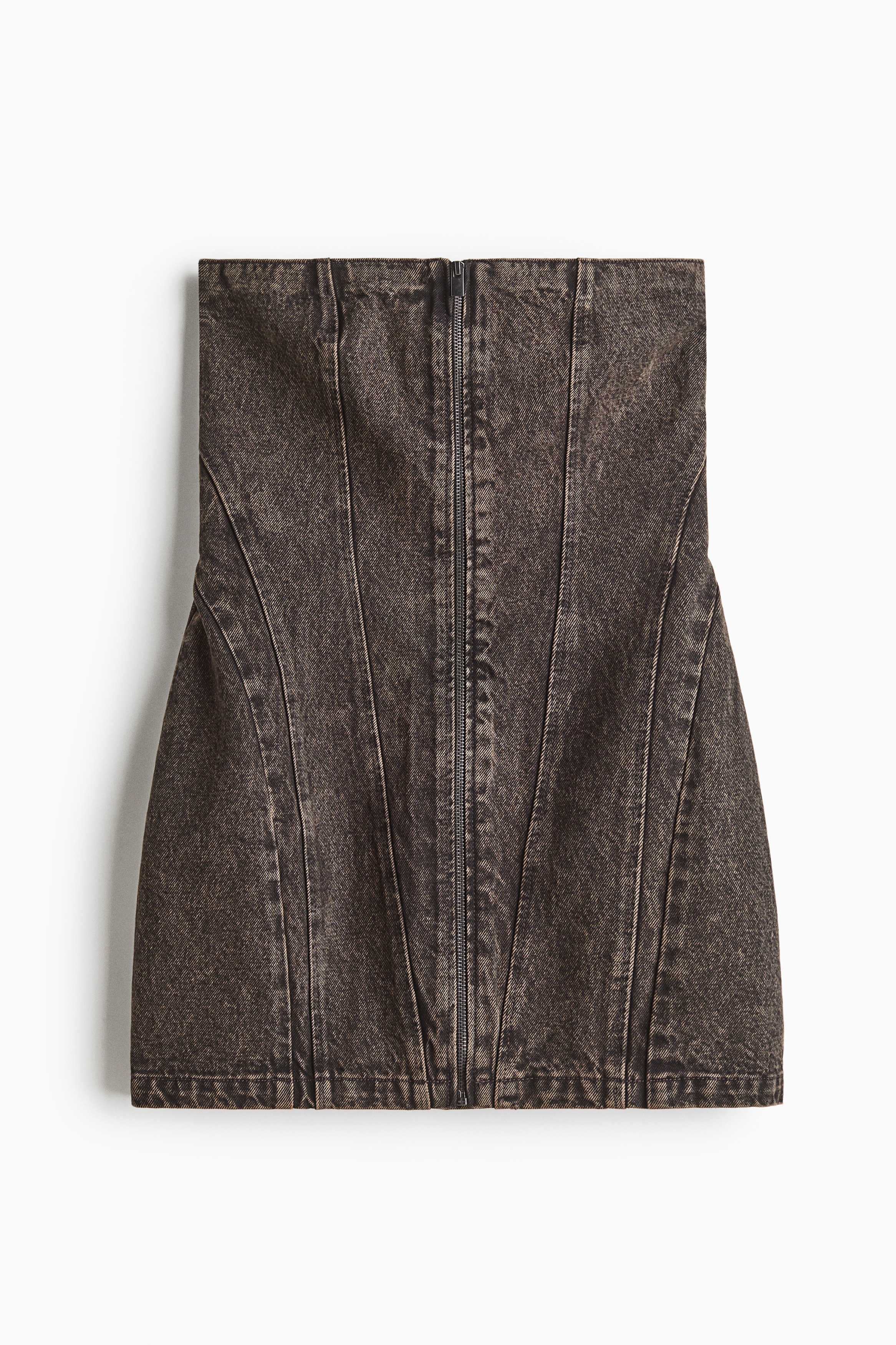 Mini haljina bando kroja od teksasa - Tamnosmeđa/isprano