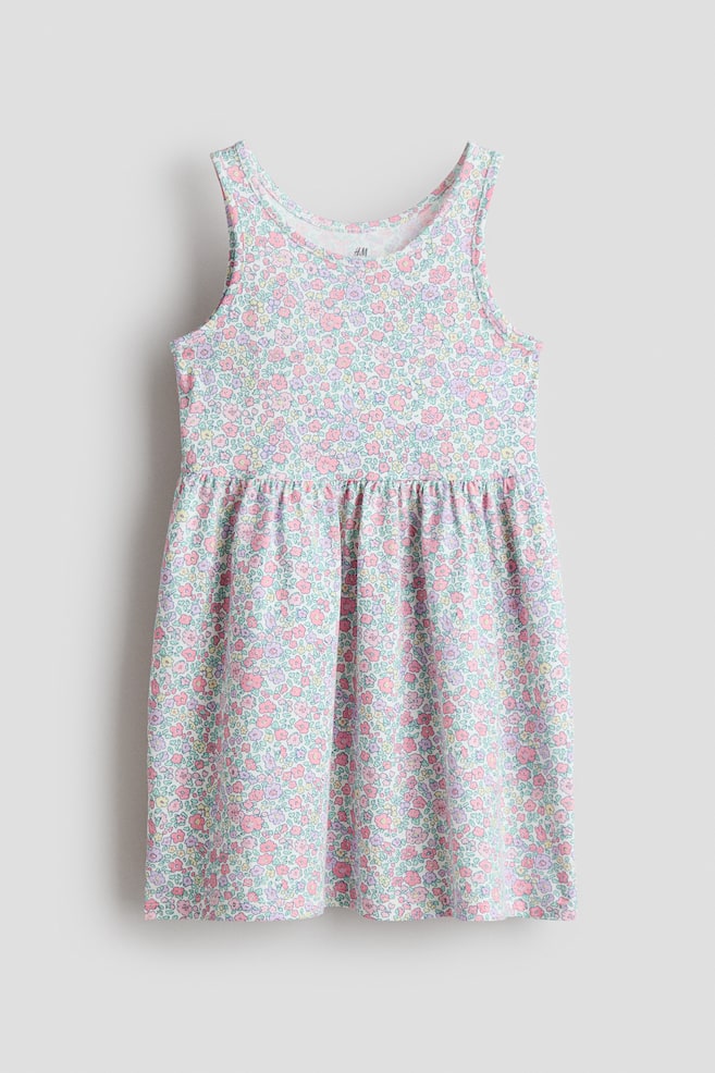 Ladybug Dress - White/pink floral/Light blue/floral/White/butterflies/Light pink/fruit/Beige/leopard print/Light blue/butterflies/Light green/cherries/White/watermelons/Multicolored/striped/Cream/floral/Cream/butterflies/Light blue/striped/Light pink/unicorns/Light blue/bows/Peach/teddy bears/Light green/hearts/Light pink/swans/Yellow/lemons - 1