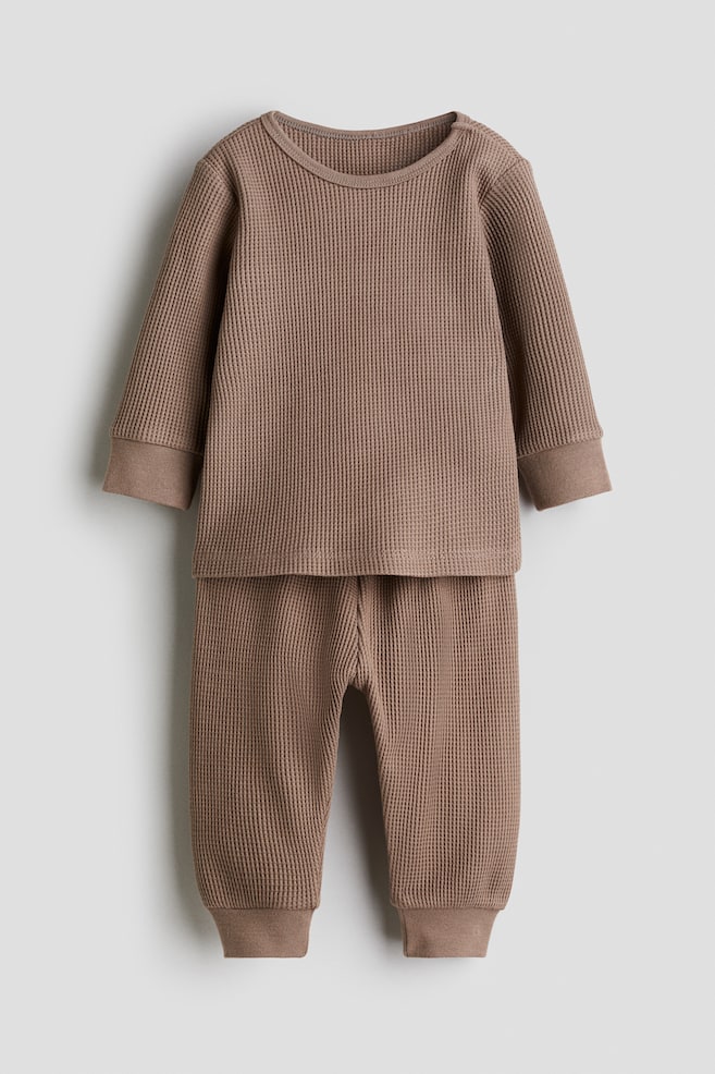 Waffled cotton set - Light brown/Beige - 1