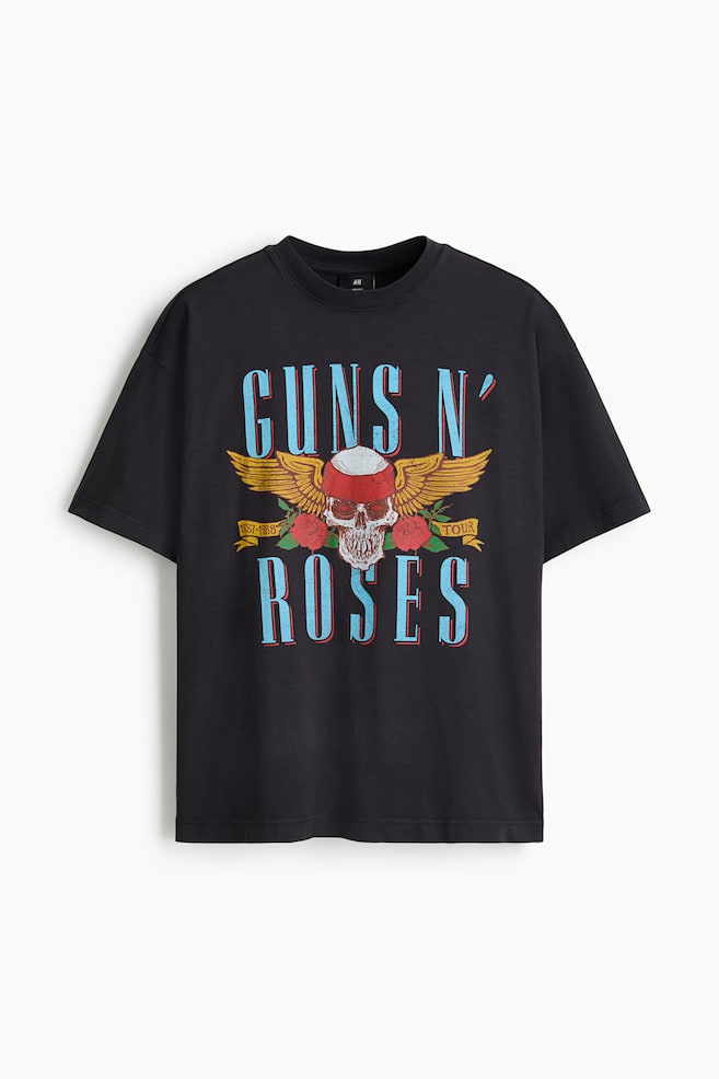 Oversized Fit T-shirt - Black/Guns N' Roses/Black/Spider-Man/Black/NASCAR/White/Jaws/White/Pink Floyd/White/Henri Matisse/Black/Rolling Stones/Black/Bob Marley/Yellow/Matisse/Cream/Red Hot Chili Peppers/Dusty olive green/Nas/Washed black/Iron Maiden - 1