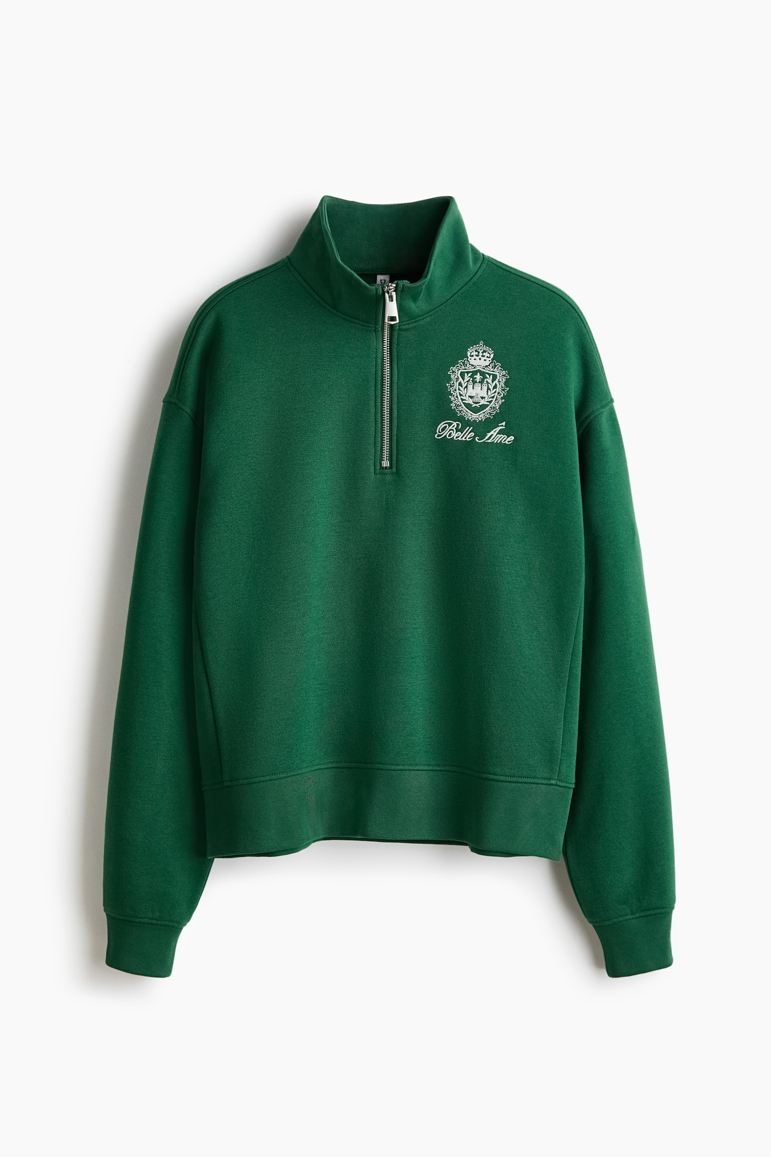 Motif-detail zip-top sweatshirt - Dark green/Belle Âme - 1