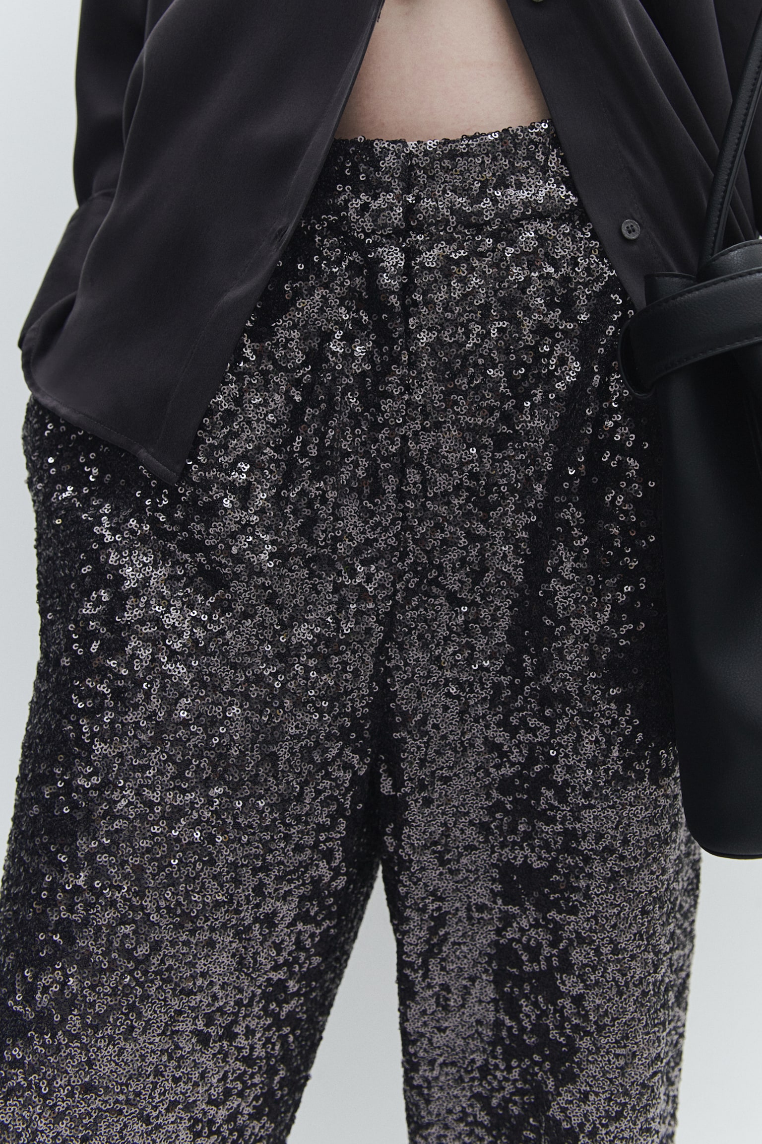 Sequined trousers - Dark grey/Silver-coloured/Cream - 3