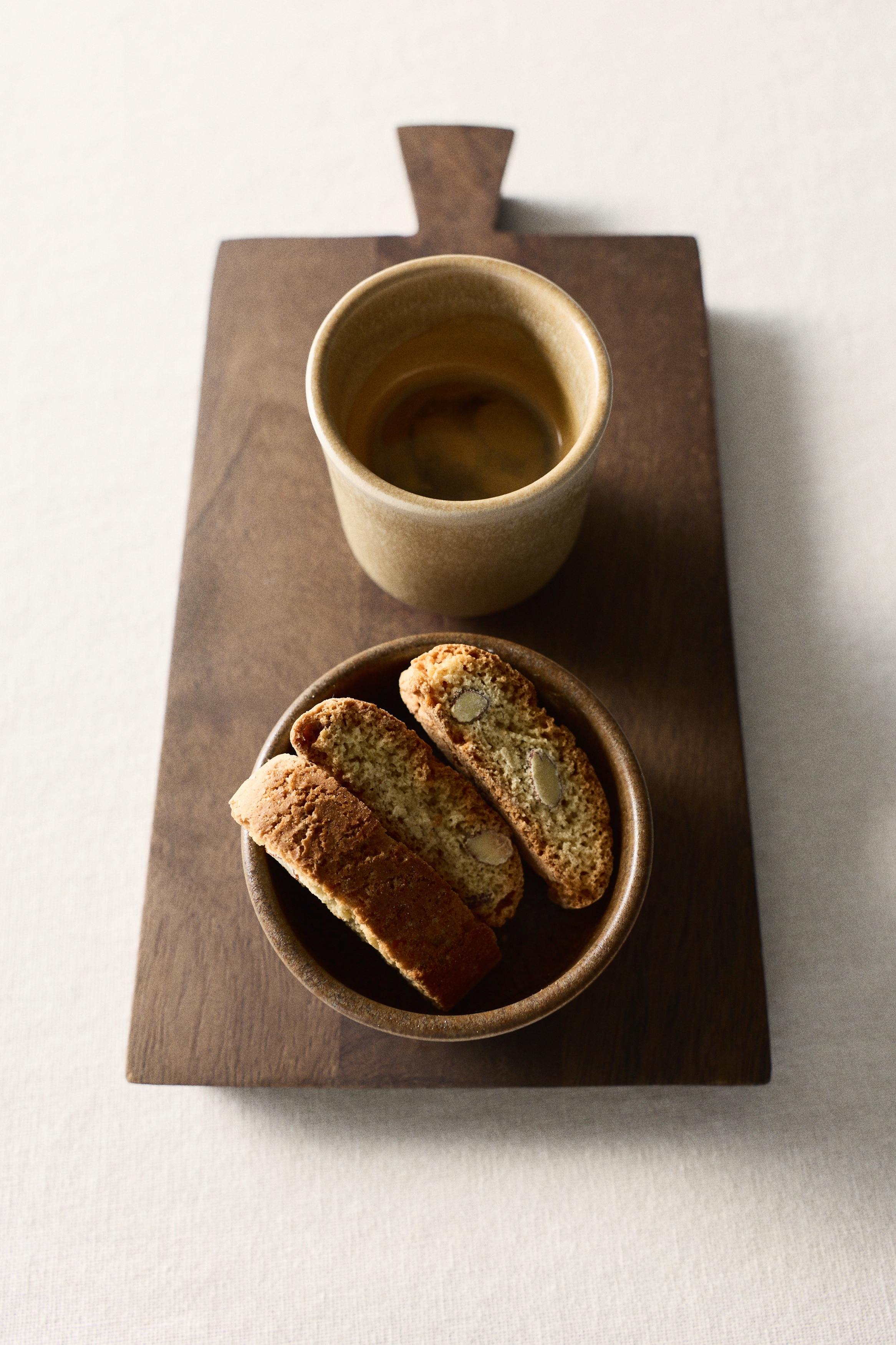 Set van 4 keramieken espressokopjes - Donkerbruin/beige