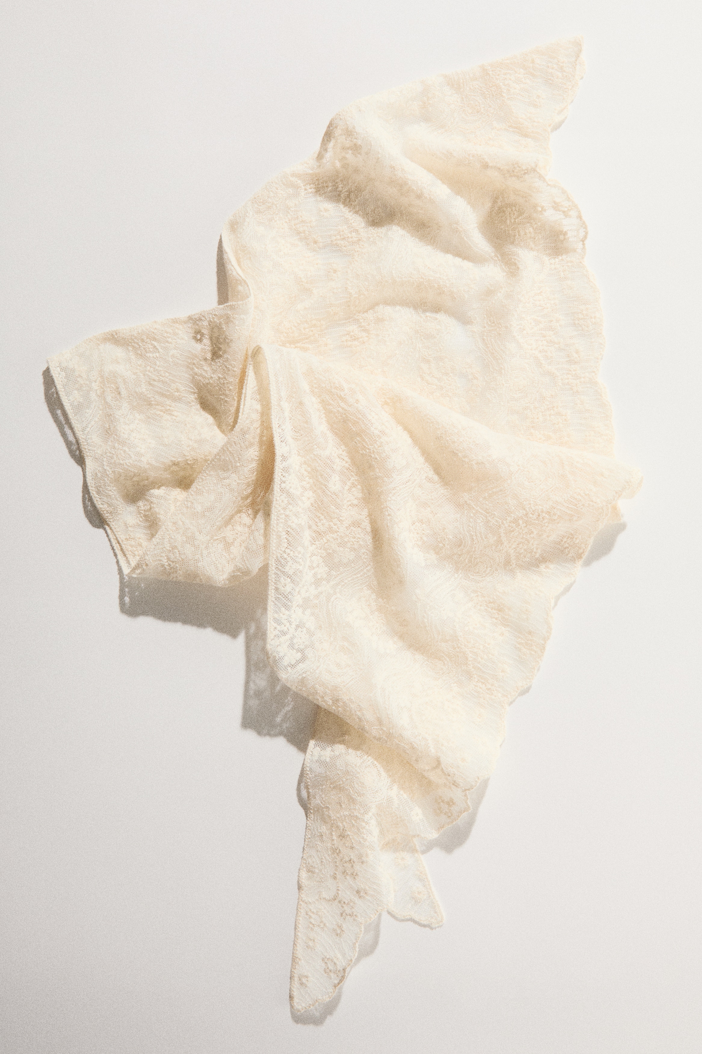Pañuelo en encaje de algodón - Crema