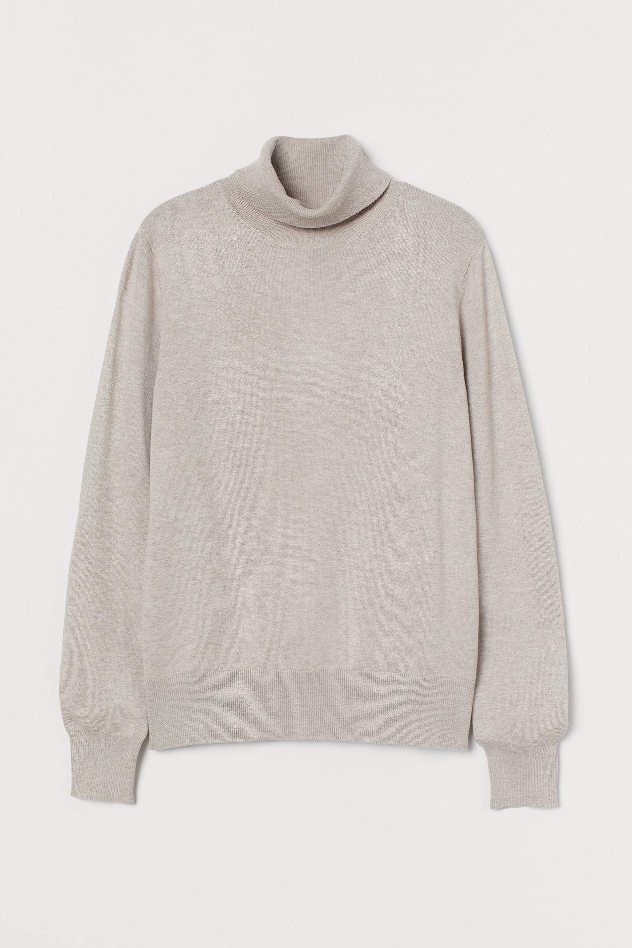 Fine-knit Turtleneck Sweater - Turtleneck - Long sleeve - Light taupe ...