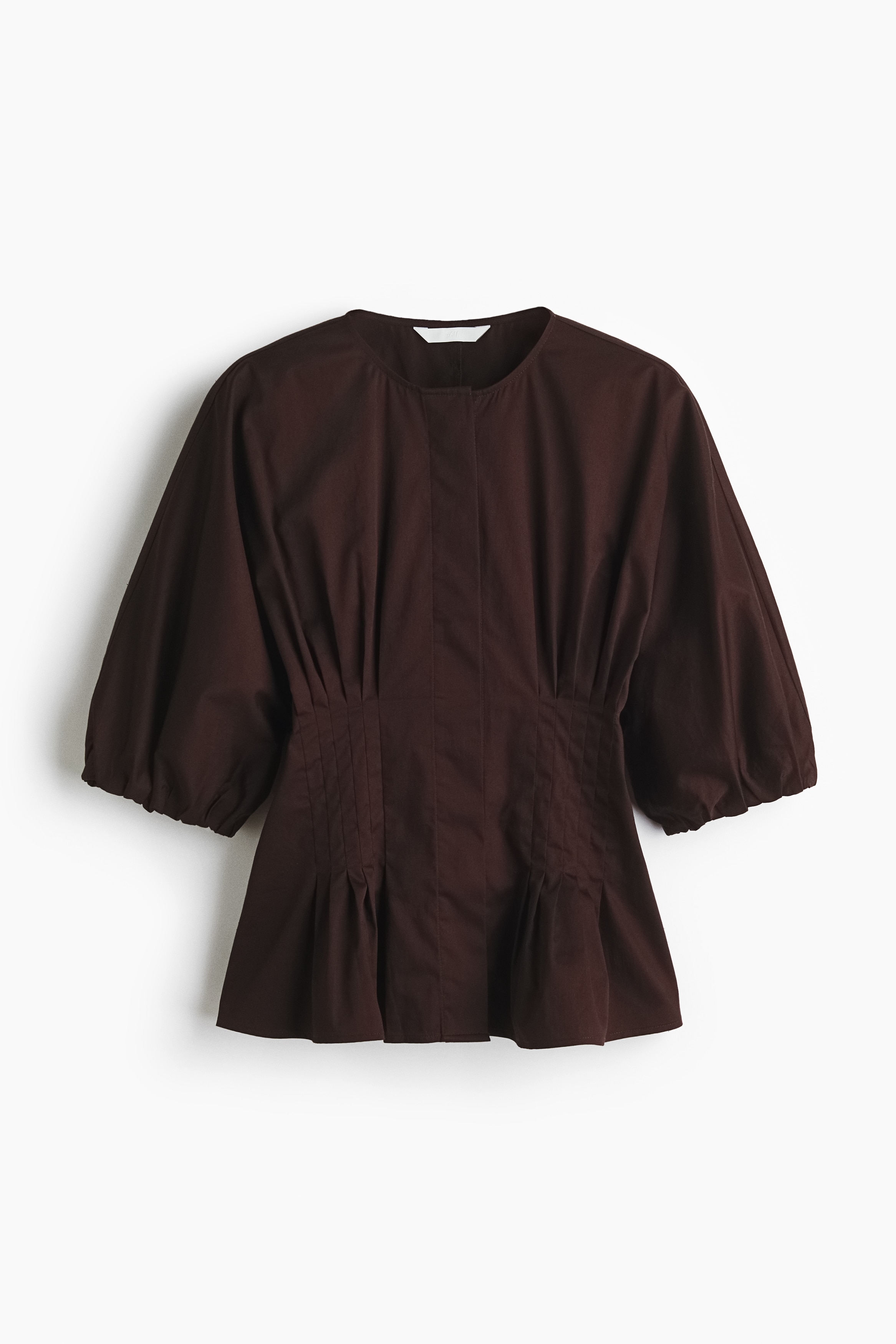 Blouse cintrée en coton - Marron foncé/Ivoire