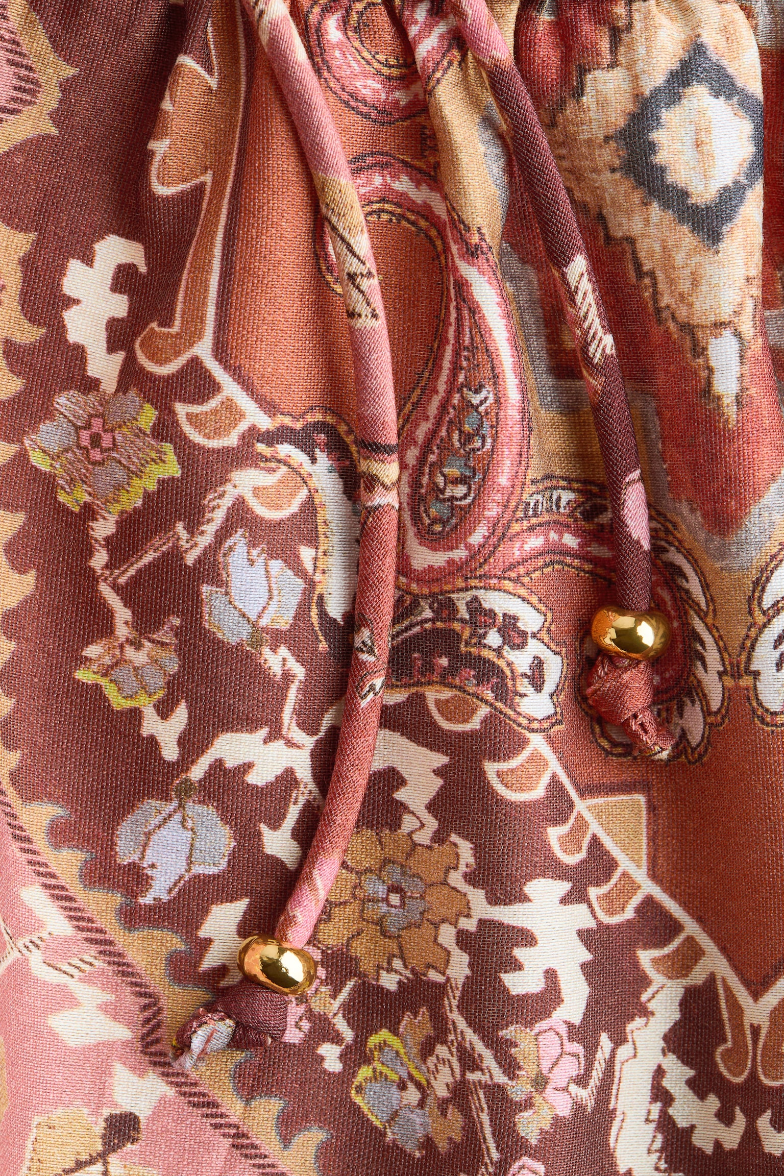 חולצת פפלום - כתום מאובק/דוגמה/לבן/פרחוני - 5