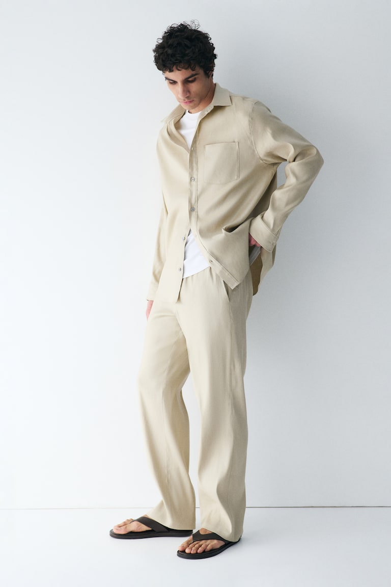 Praktične pantalone od mešavine lana Loose Fit