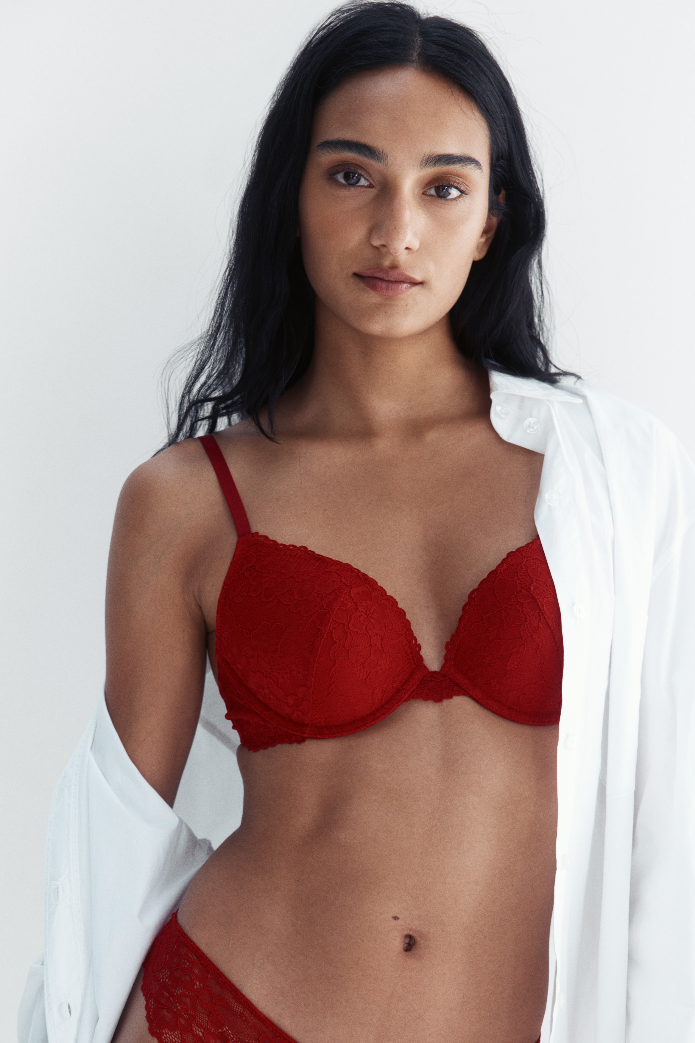Señoras - Rojo Sujetador push-up de encaje - Size: 90A  - H&M