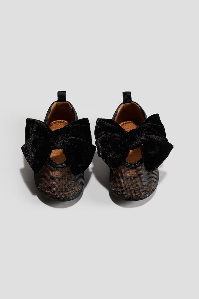 Velvet-bow ballet pumps - Black - 1