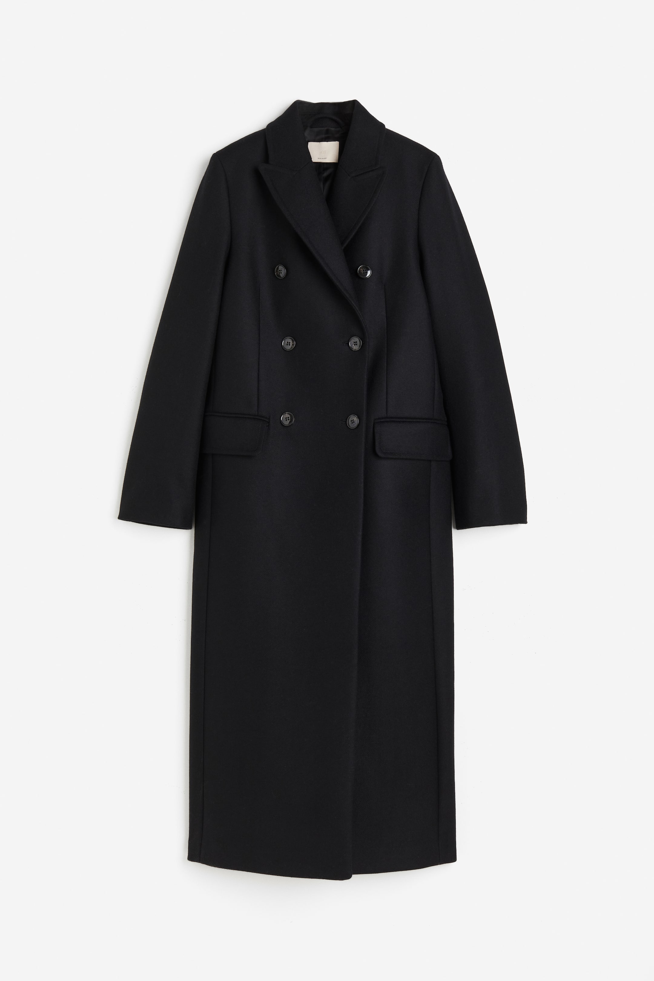 Wool-blend coat - V-neck - Long sleeve - Black - Ladies | H&M GB