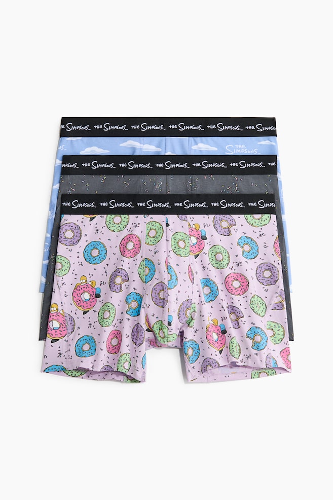 3-pack print-motif cotton trunks - Light purple/The Simpsons - 1
