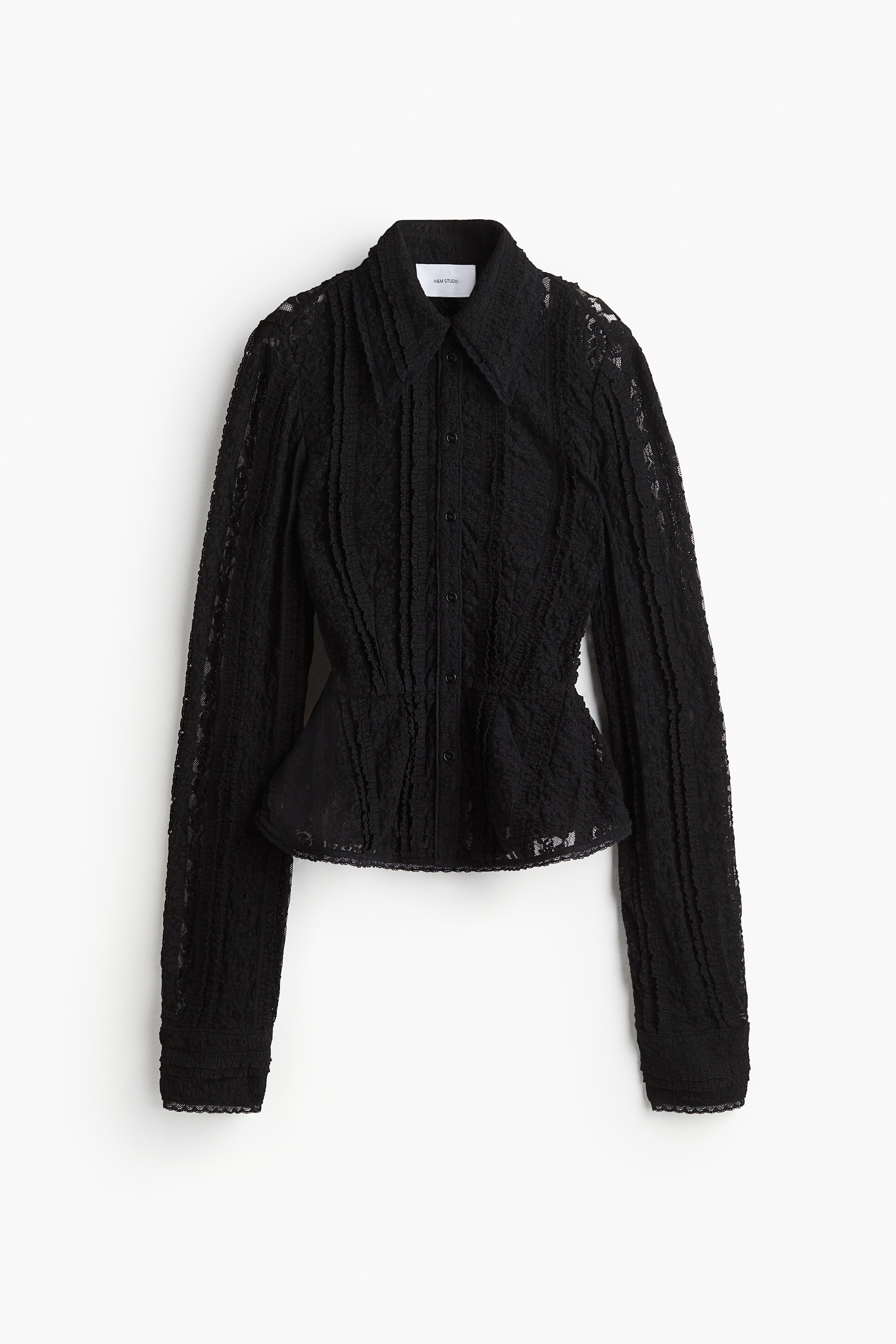 Blouse péplum en dentelle - Noir