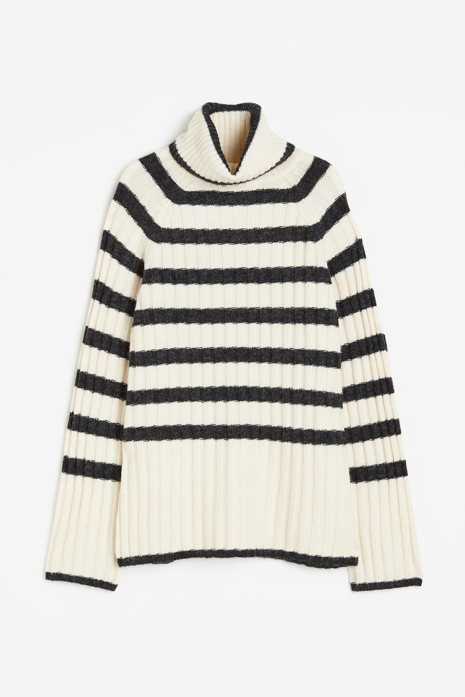 MAMA Polo-neck jumper - Cream/Striped - 1