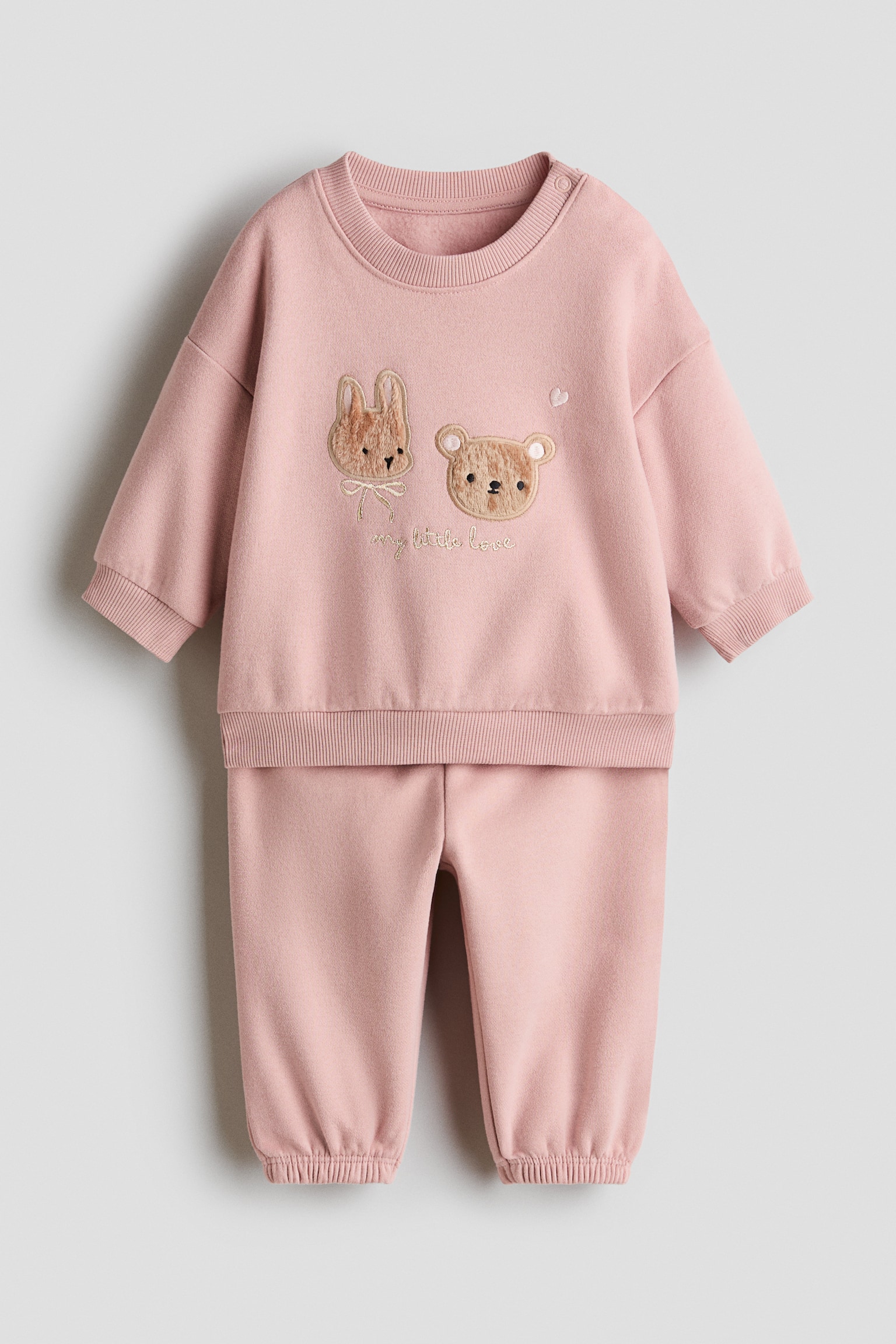 2-piece motif-detail sweatshirt set - Light pink/My Little Love