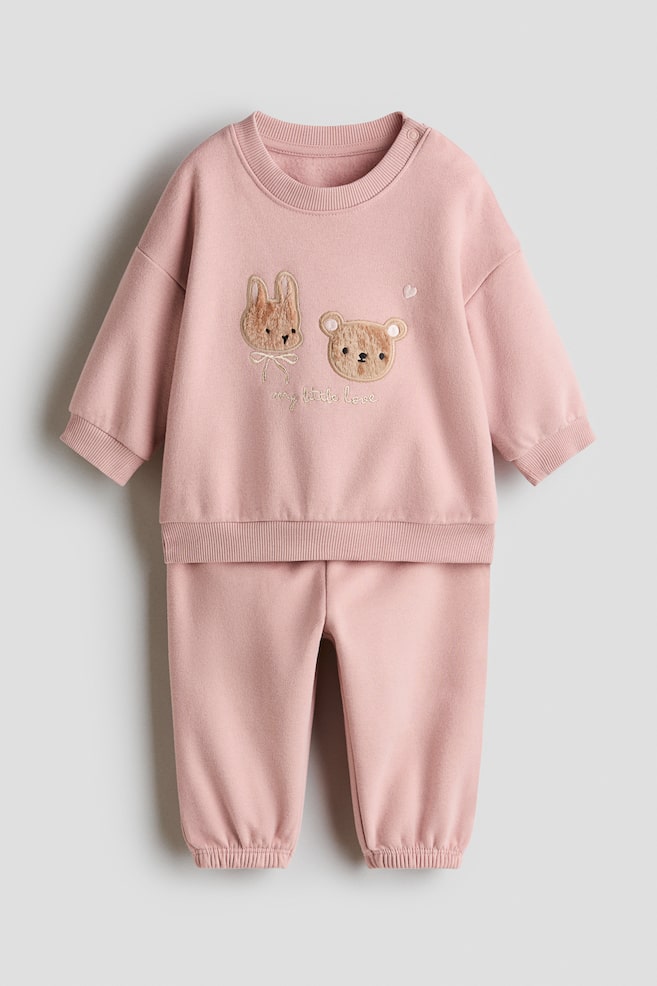 2-Piece Sweatsuit with Motif - Light pink/My Little Love - 1