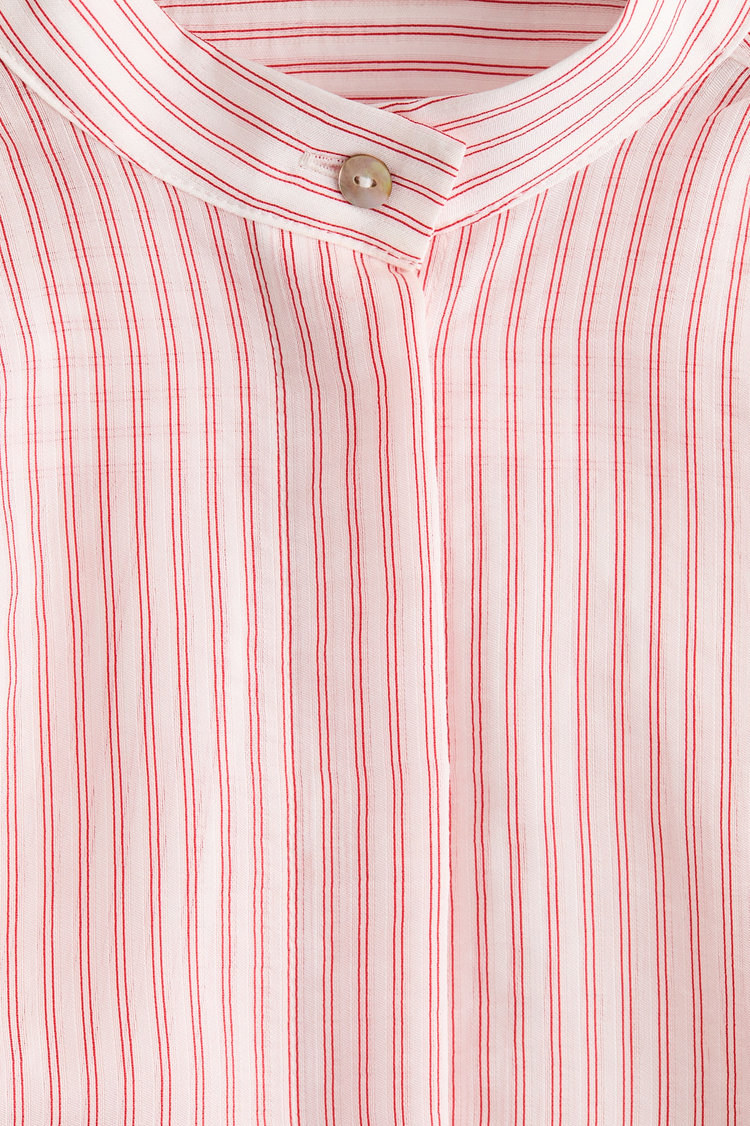 Puff-sleeved blouse - White/Red striped/Light beige - 5