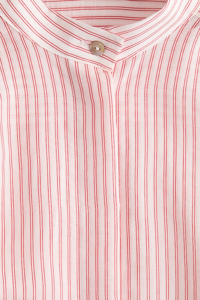 Puff-Sleeved Blouse-White/red striped - 5