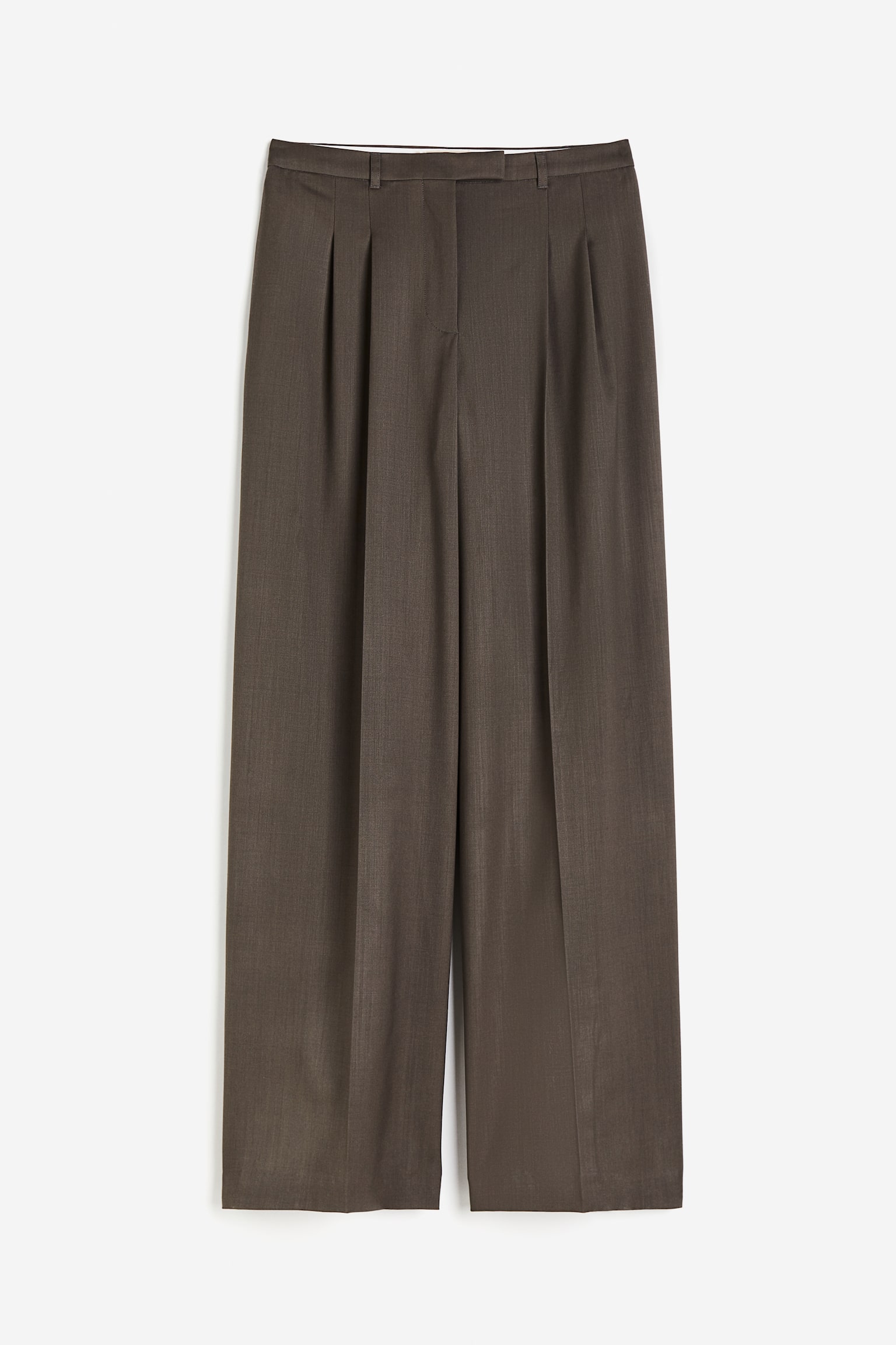 Wide wool trousers - Dark greige/Black - 2