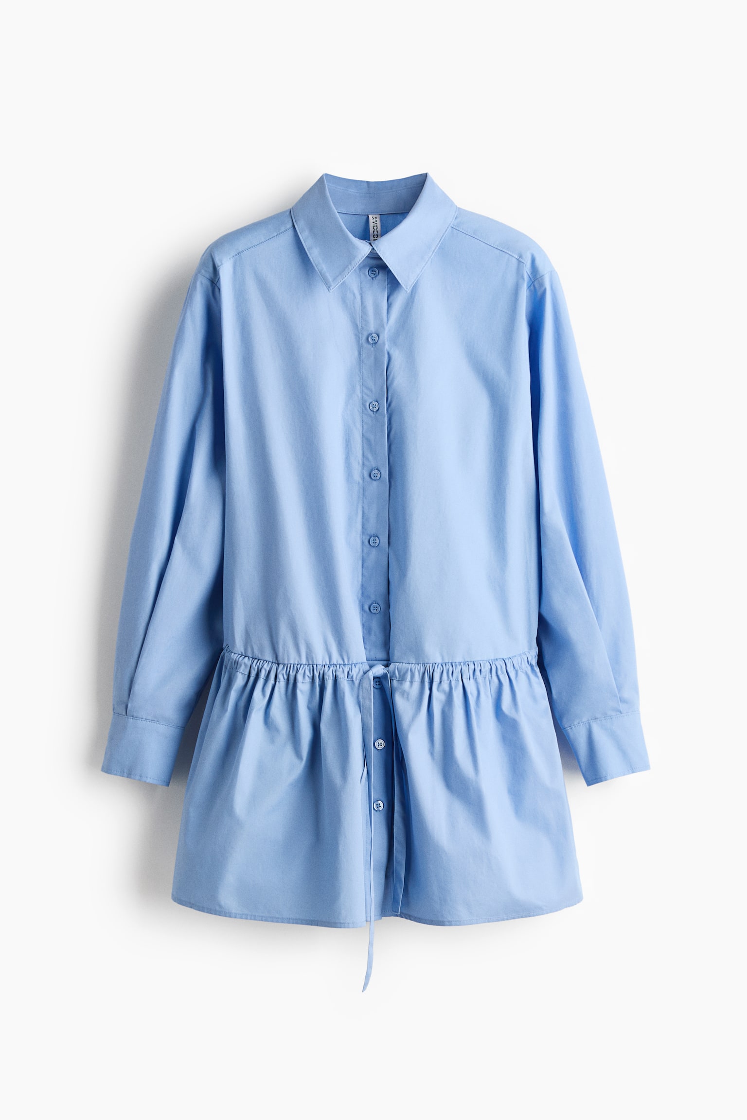 Женское платье H&M Drawstring-Detail Poplin Shirt Dress, цвет: Светлый синий — фото 1