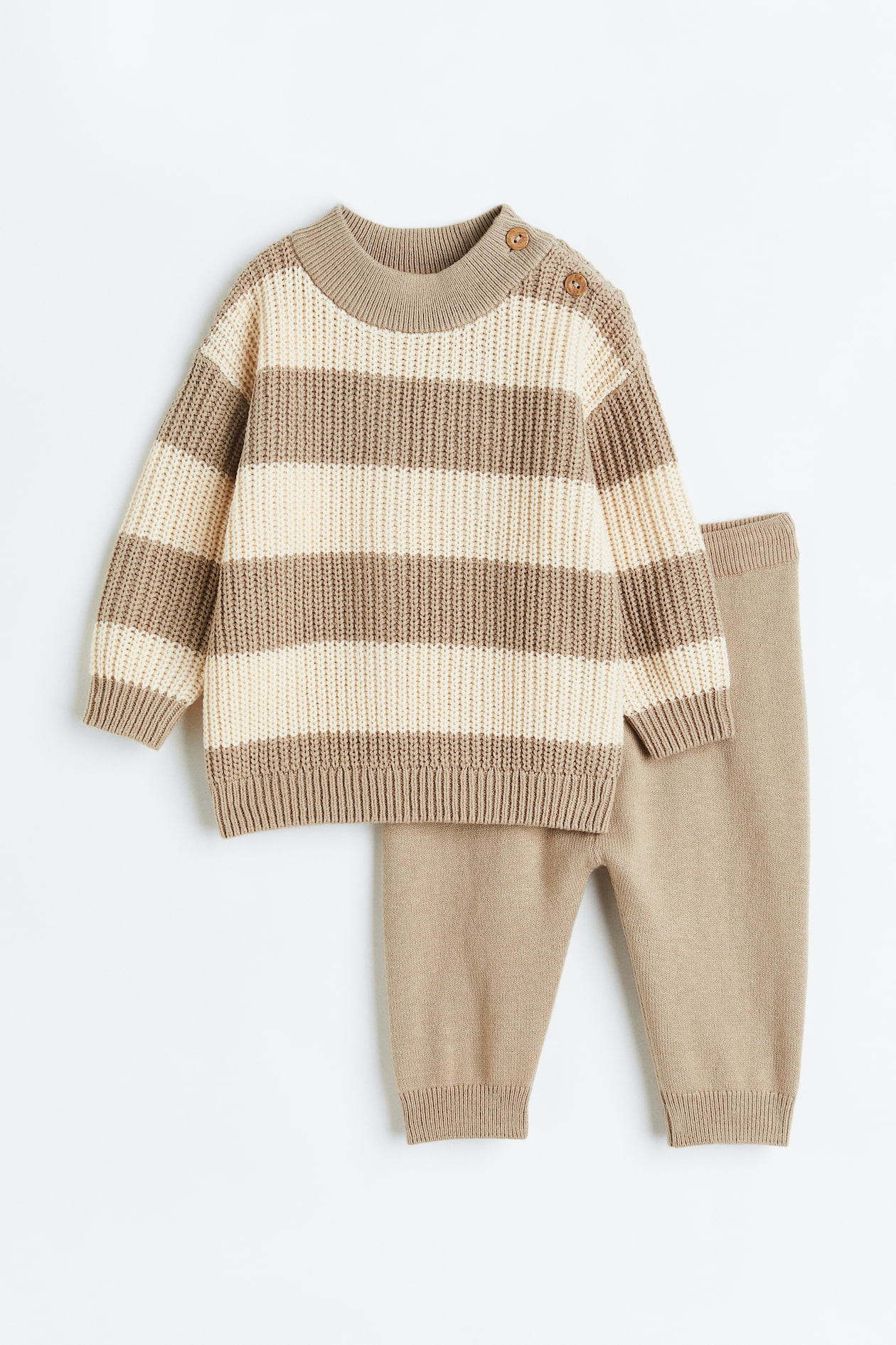 2-piece Knit Set - Beige/striped - Kids | H&M US