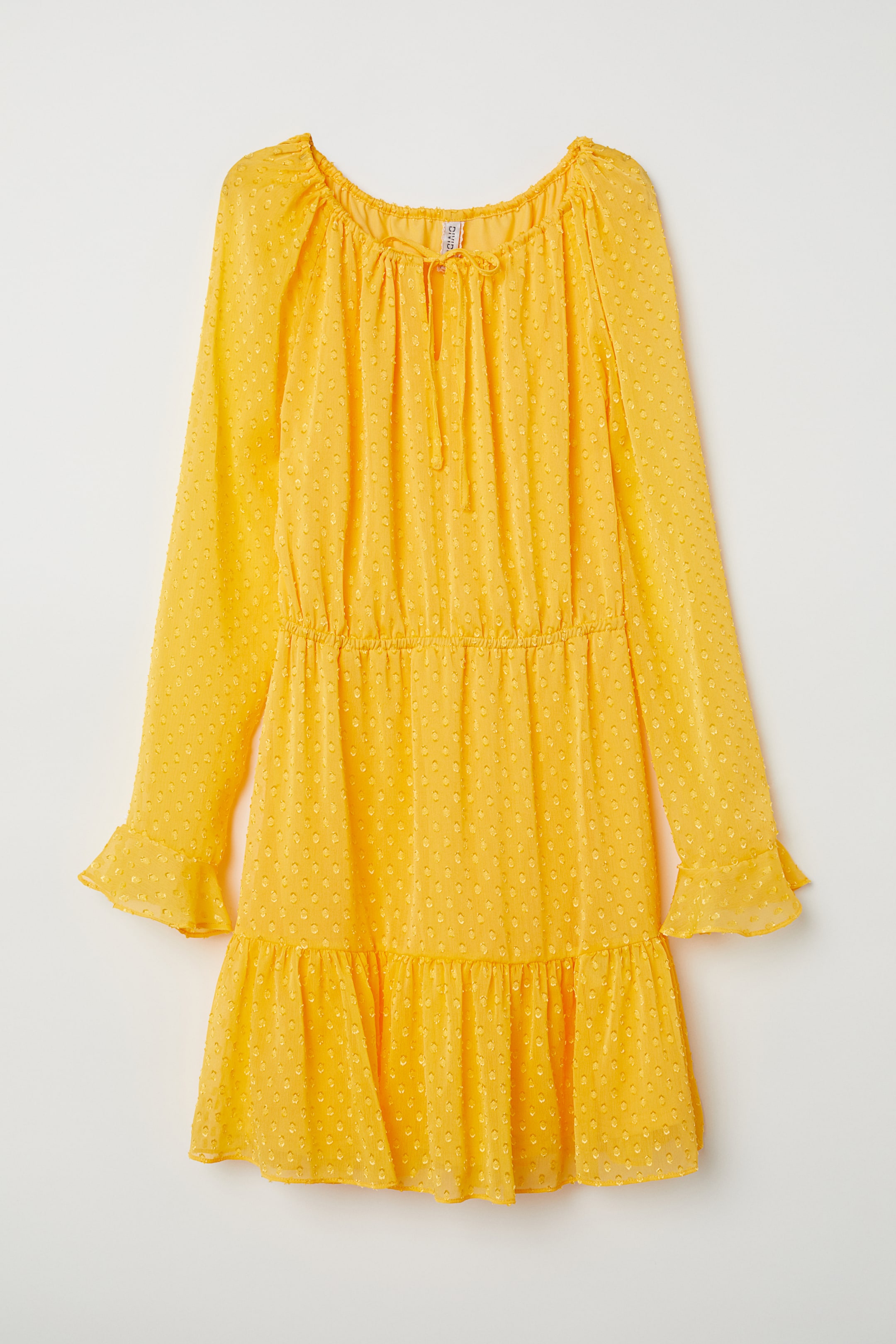 Grotere afbeelding bekijken: Jurk met volants - Geel/stippen - DAMES | H&M BE 1