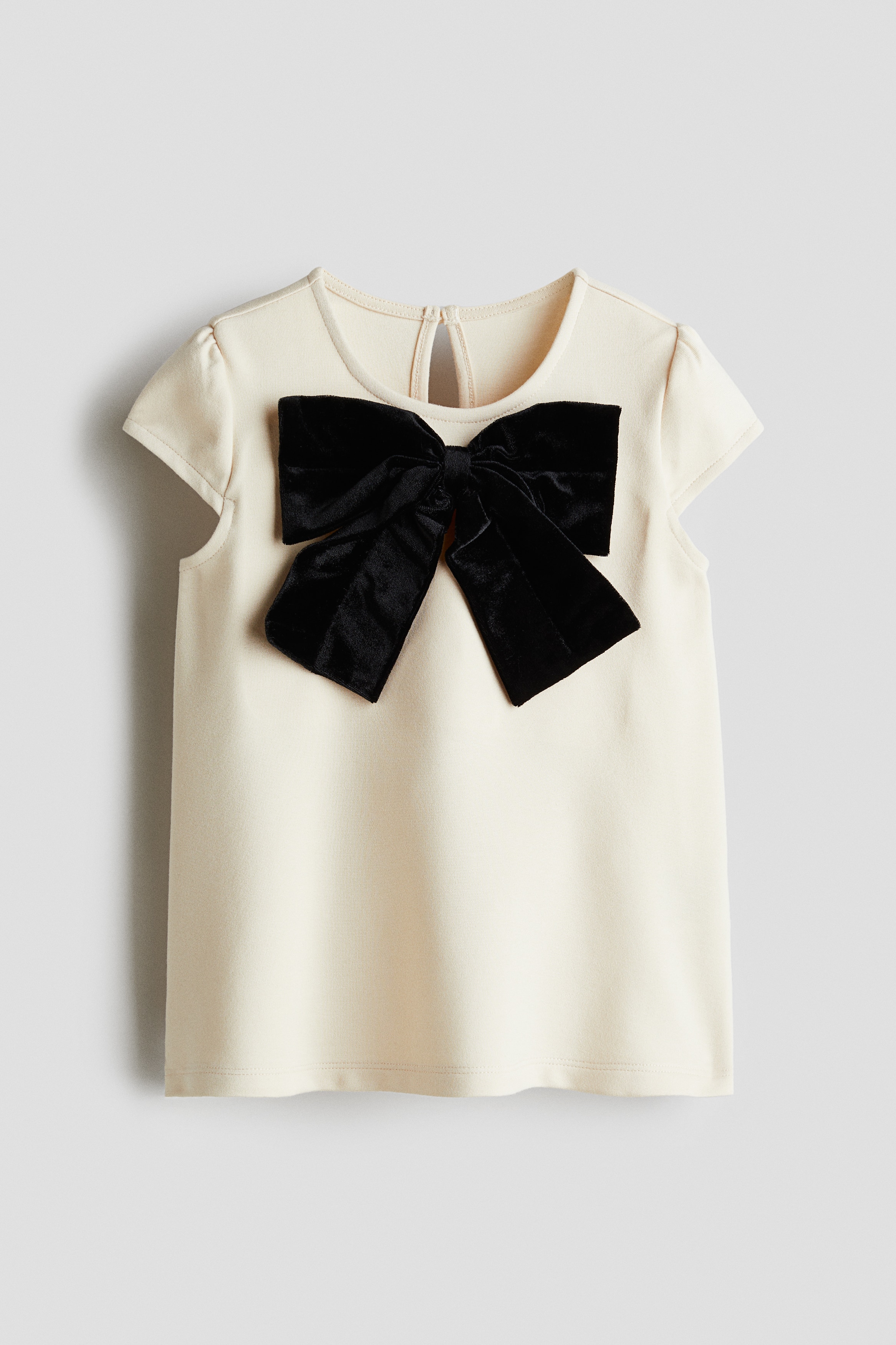 Bambino - Light Beige Bow-detail jersey dress - Size: 80 (9-12M)  - H&M