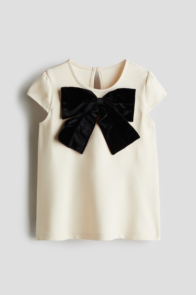 Bow-detail jersey dress - Light beige/Light pink - 1