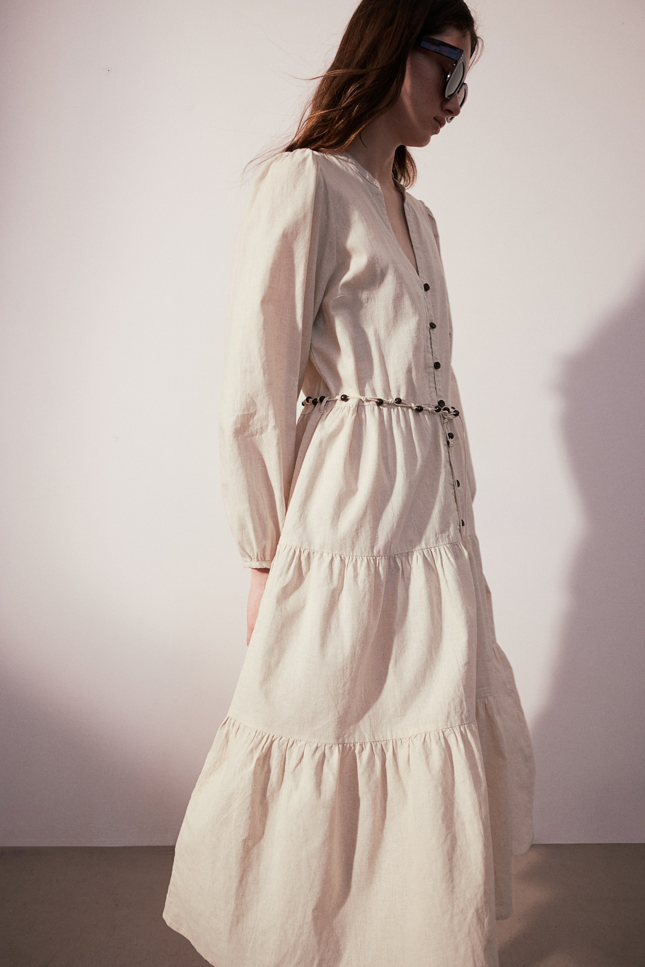 Tiered Linen-blend Dress