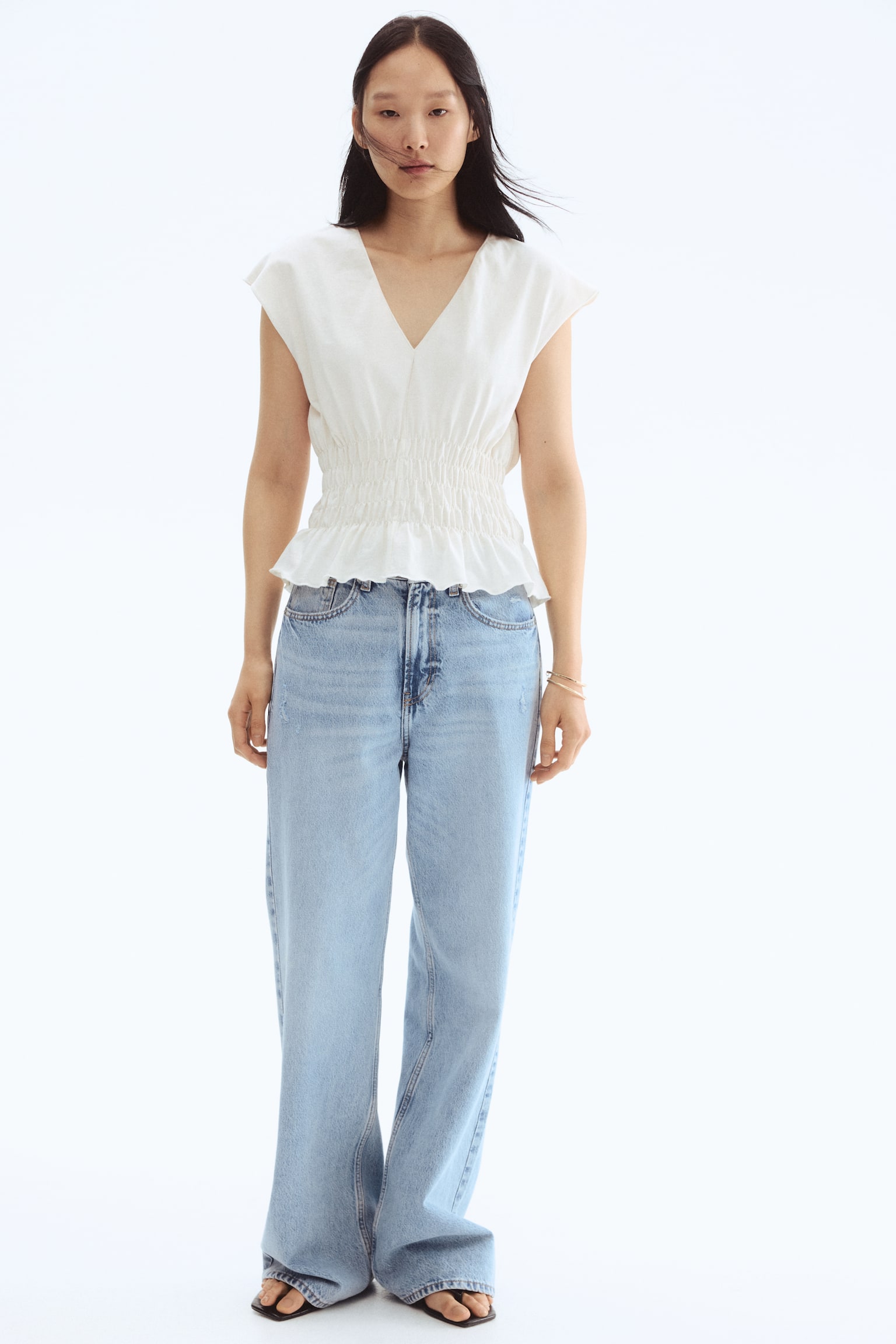 Büzgülü ve Pamuklu Üst - Beyaz/Siyah/Lacivert/Koyu kahverengi - 6