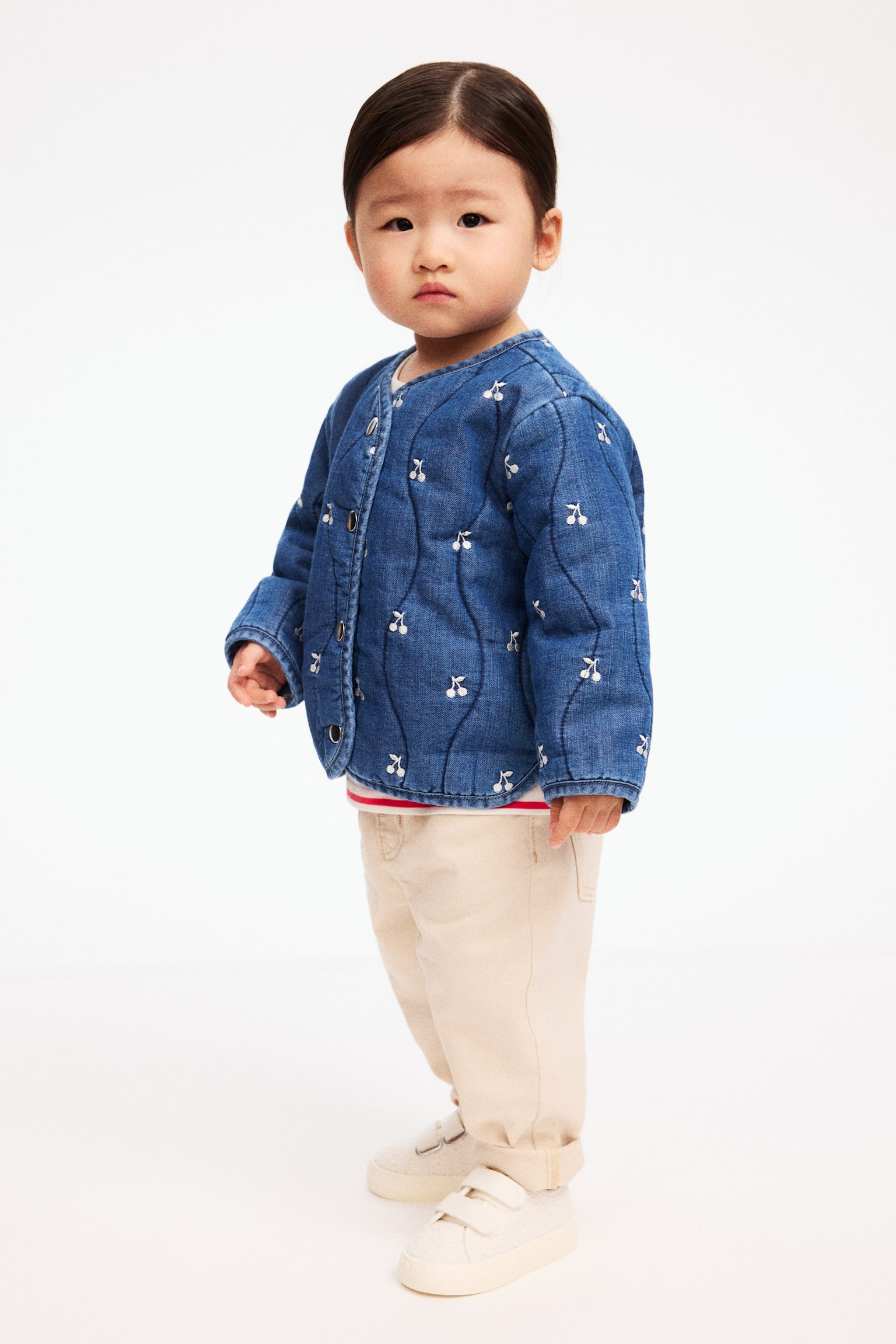Quilted denim jacket - Denim blue/Cherries/Denim blue/Bows - 5