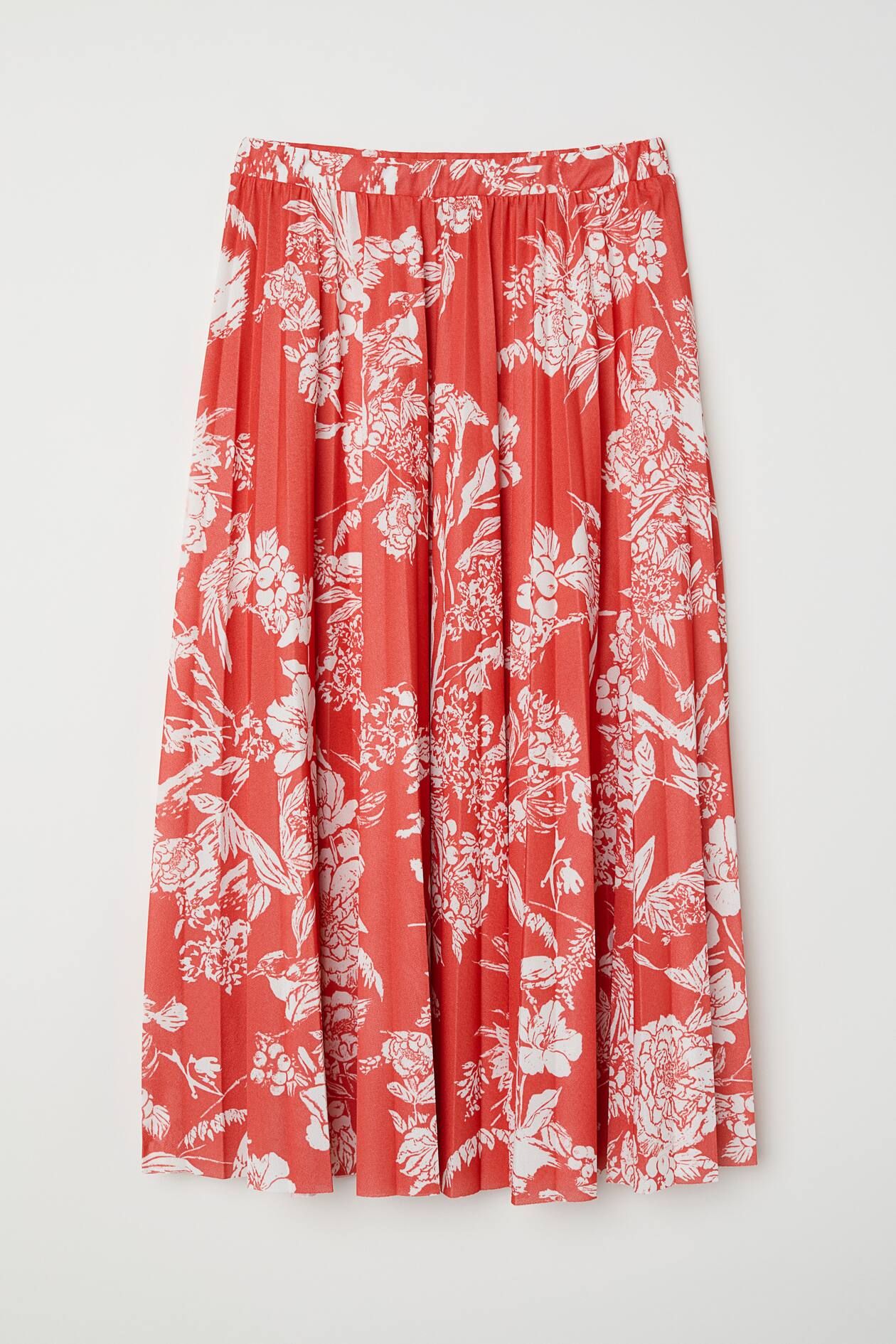 Pleated skirt - Bright red/Patterned - Ladies | H&M GB