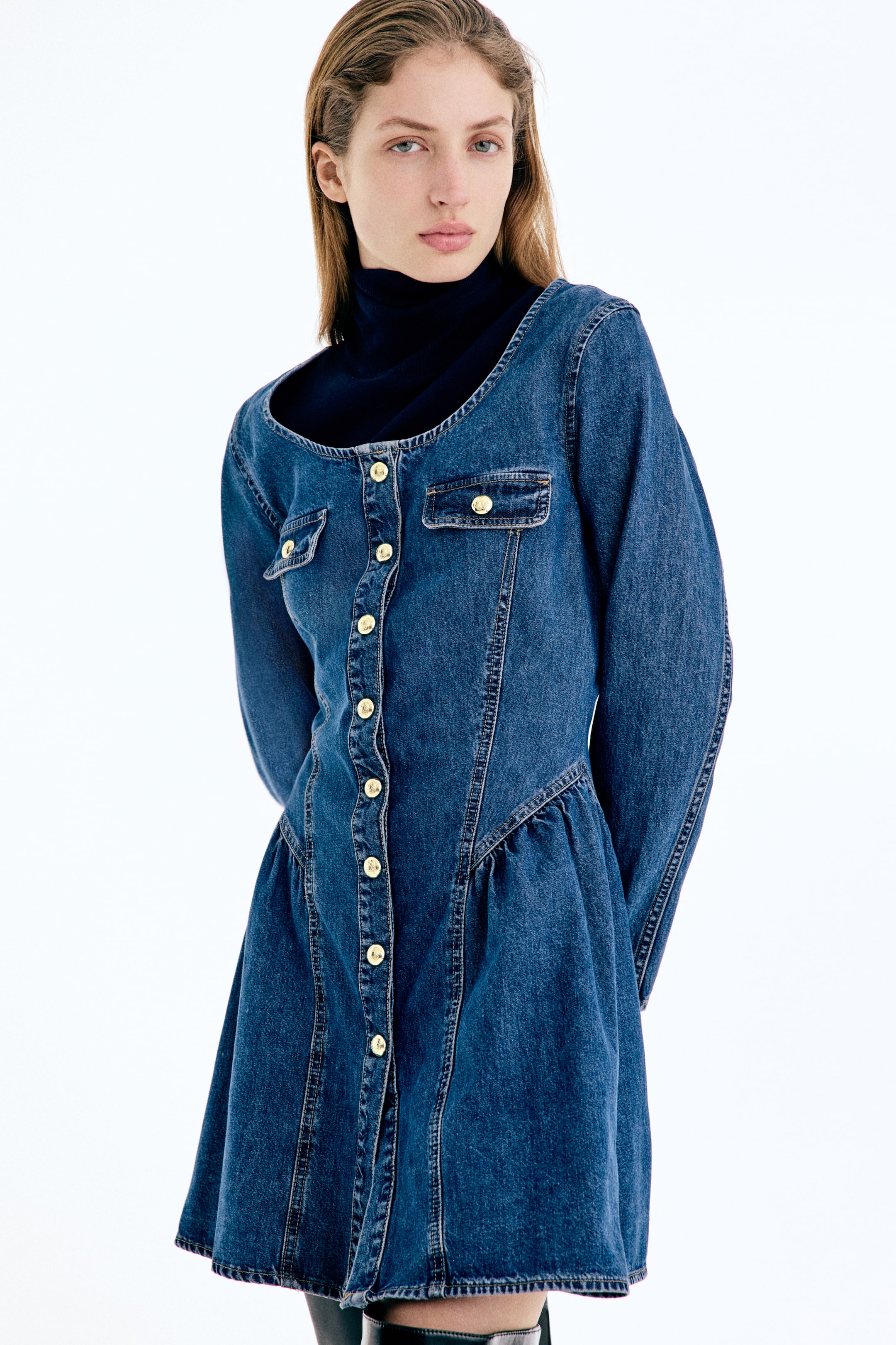 Robe en denim avec jupe évasée