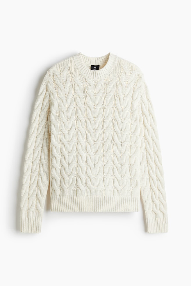 Zopfpullover in Loose Fit - Weiß - 1