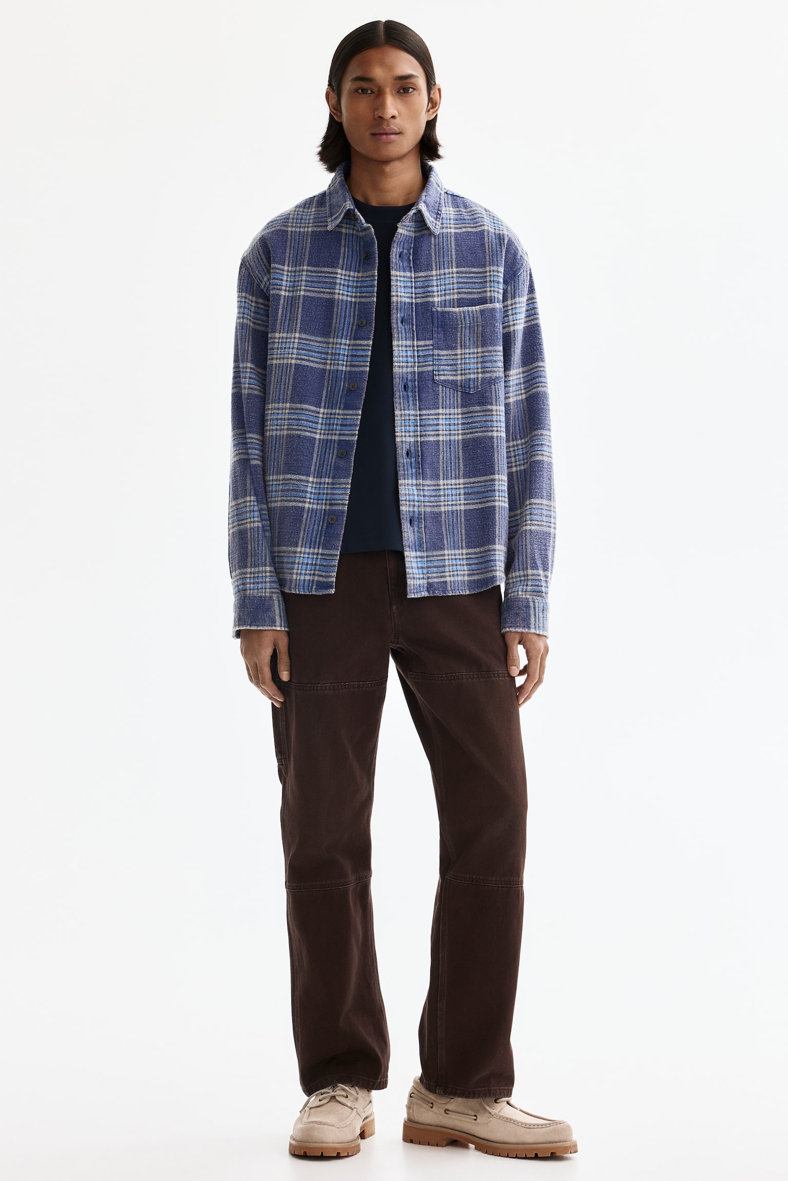 Relaxed Fit Cotton shirt - Blue/Checked/Red/Checked - 4
