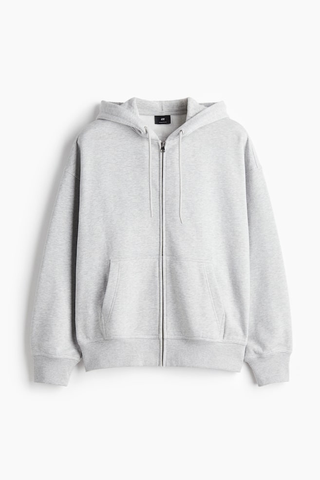 Oversized-Fit Hooded Jacket - Gray melange - 1