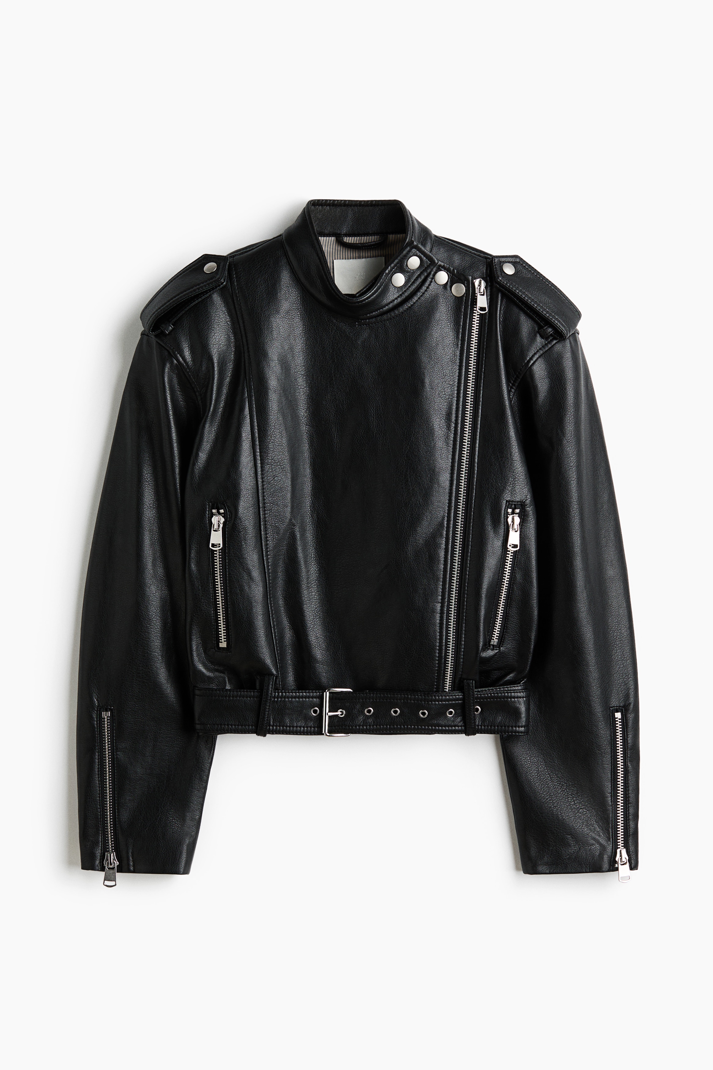 Coated biker jacket - Black