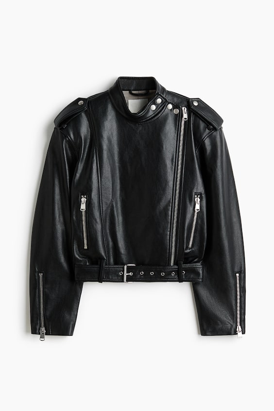 Женские куртки H&M Coated Biker Jacket