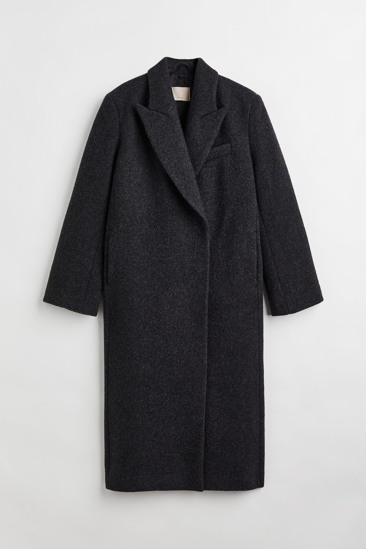 Wool-blend coat - Long sleeve - Long - Dark grey marl - Ladies | H&M GB