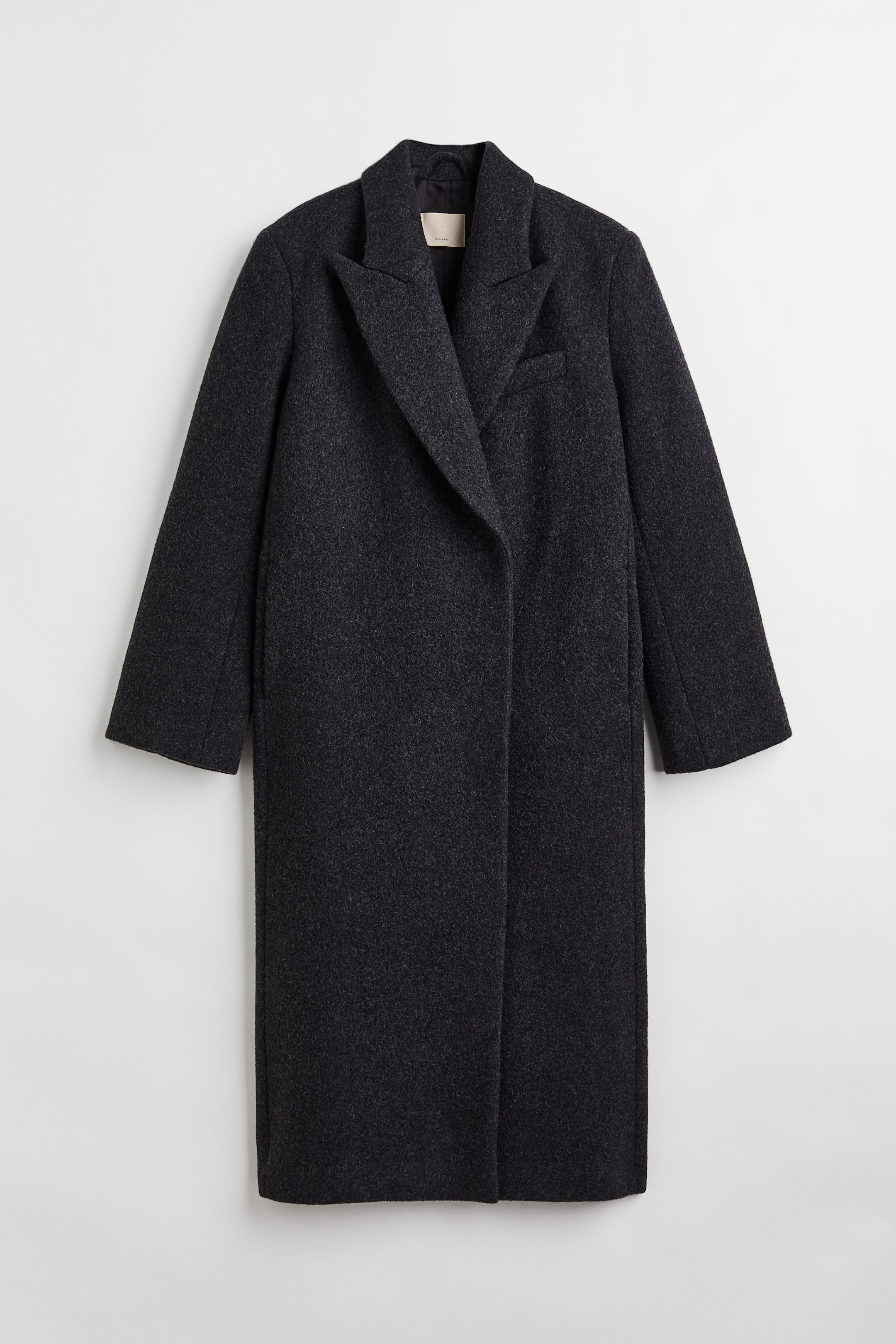 Wool-blend coat - Long sleeve - Long - Dark grey marl - Ladies | H&M GB