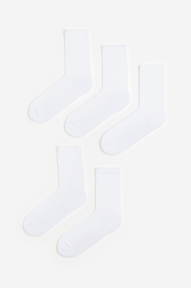 5 paria sukkia - Valkoinen/Musta - 1
