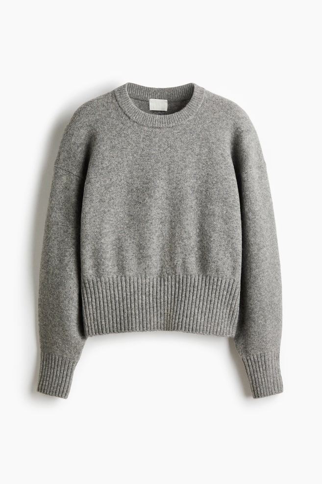 Pull oversize - Gris chiné/Crème/Beige foncé/Bleu clair - 1