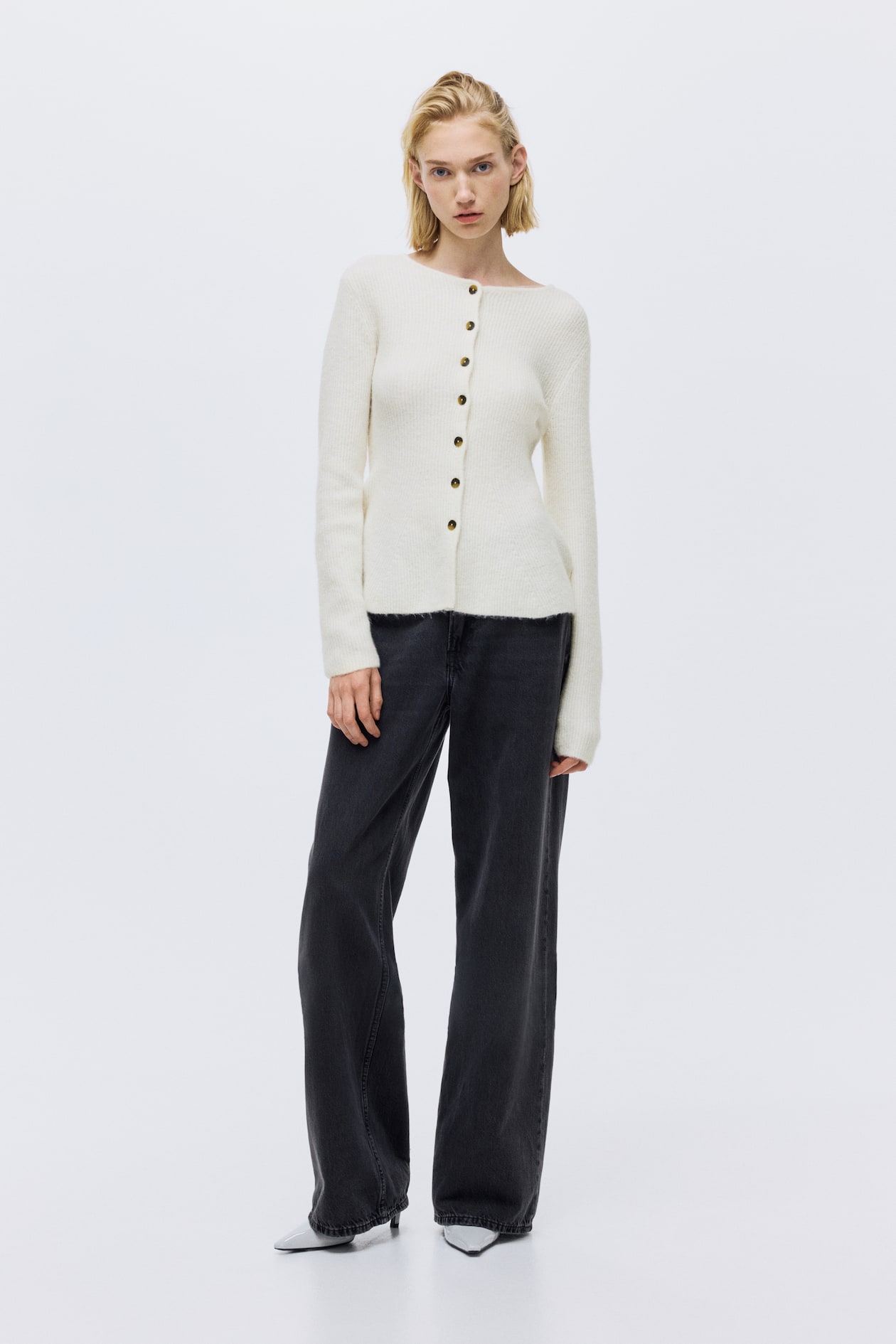 Rib-Knit Peplum Cardigan - image 2