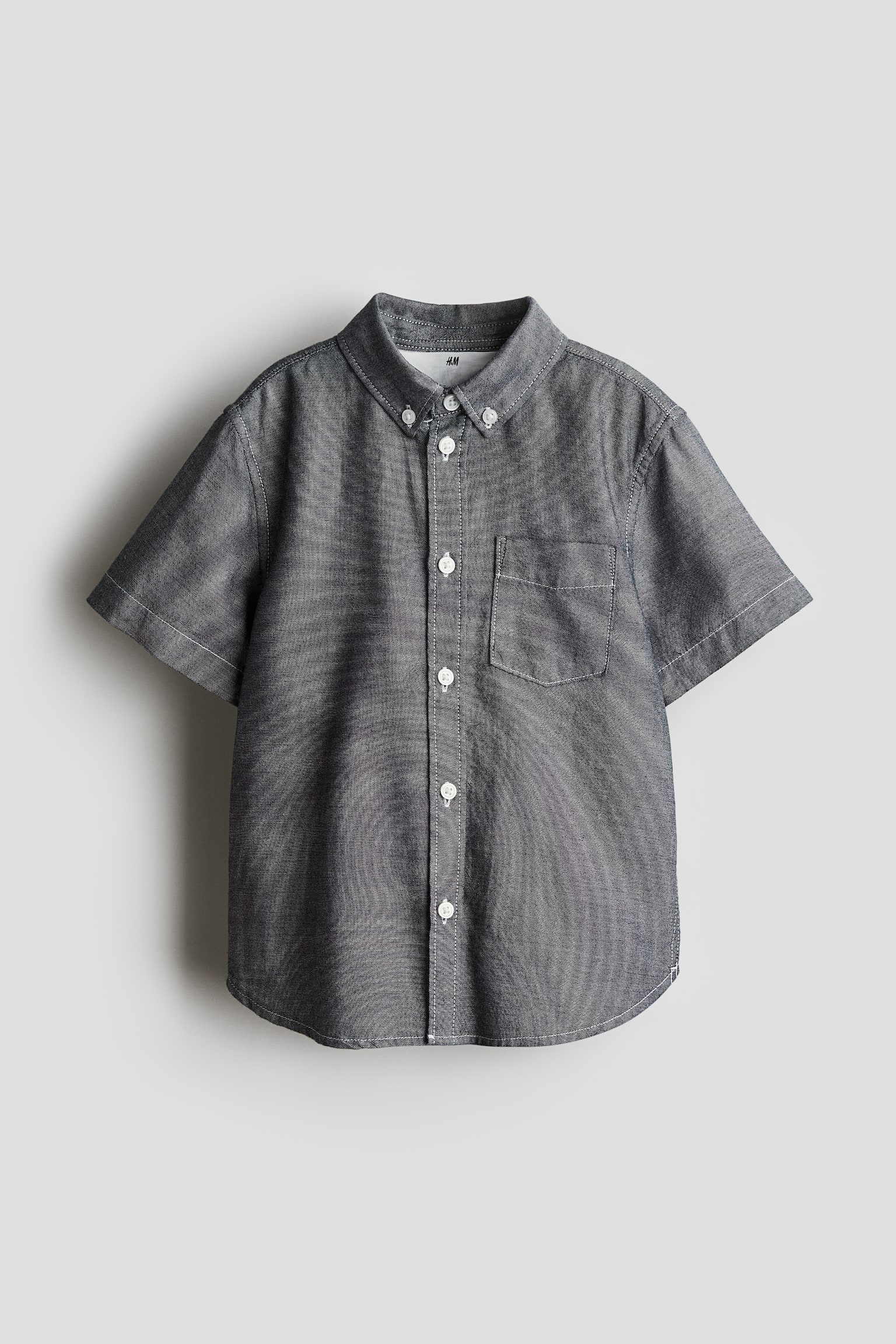 Short-sleeved Oxford shirt - Black/Beige/Striped - 1