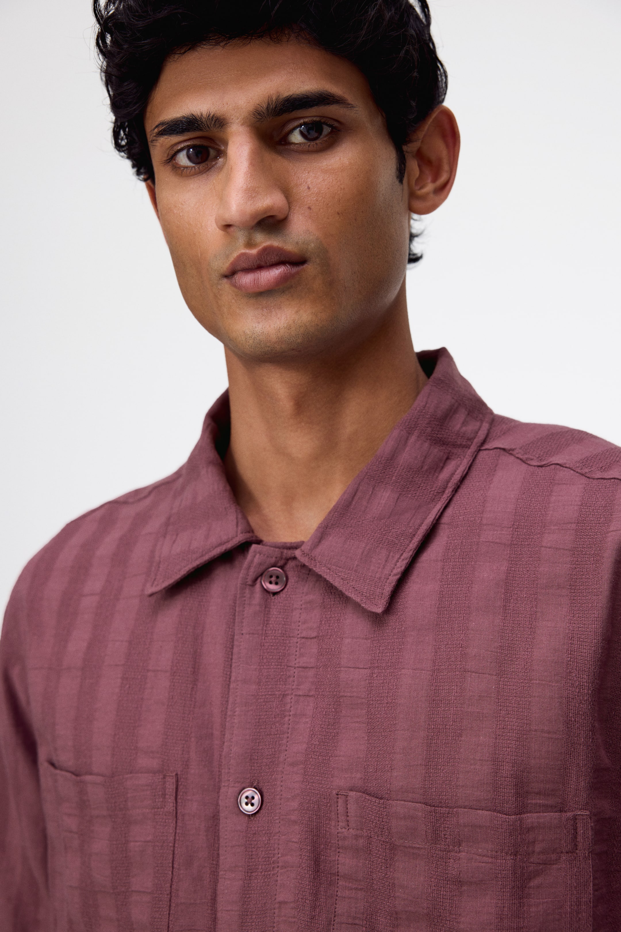 View larger image: Regular Fit Textured cotton shirt - Red - Men | H&M IN 2