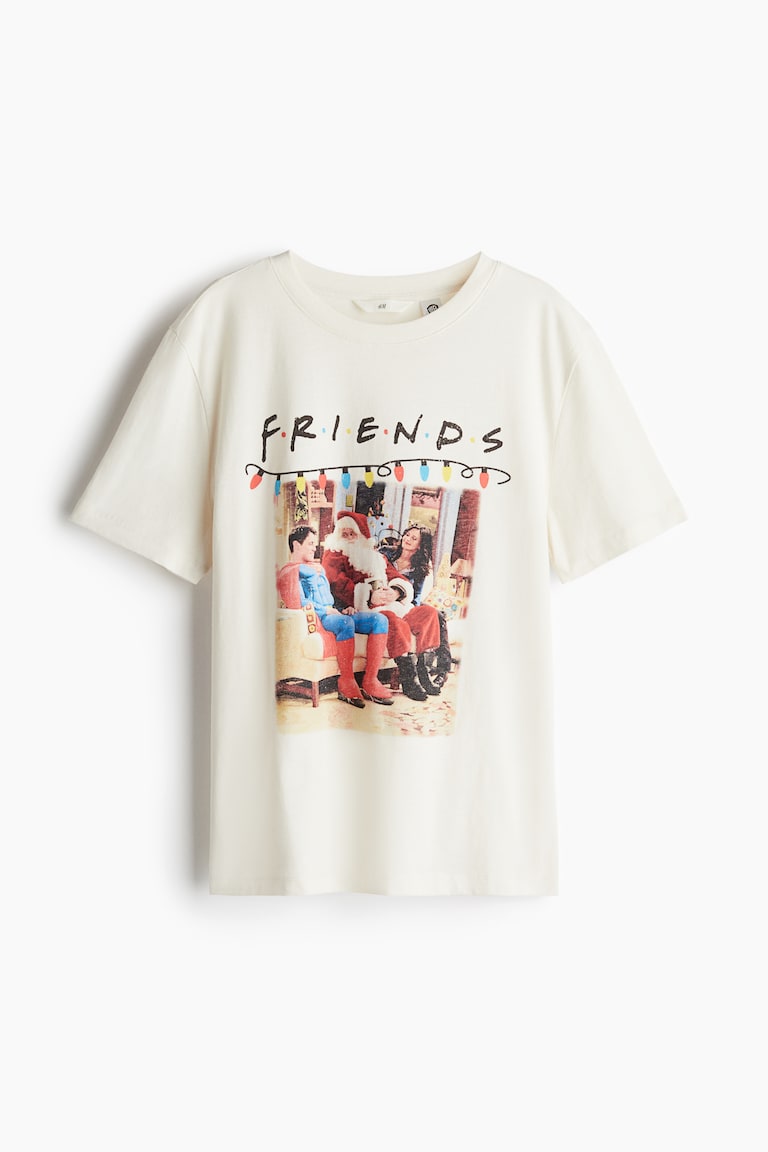 T-shirt with a motif Cream/Friends Ladies H&M IN