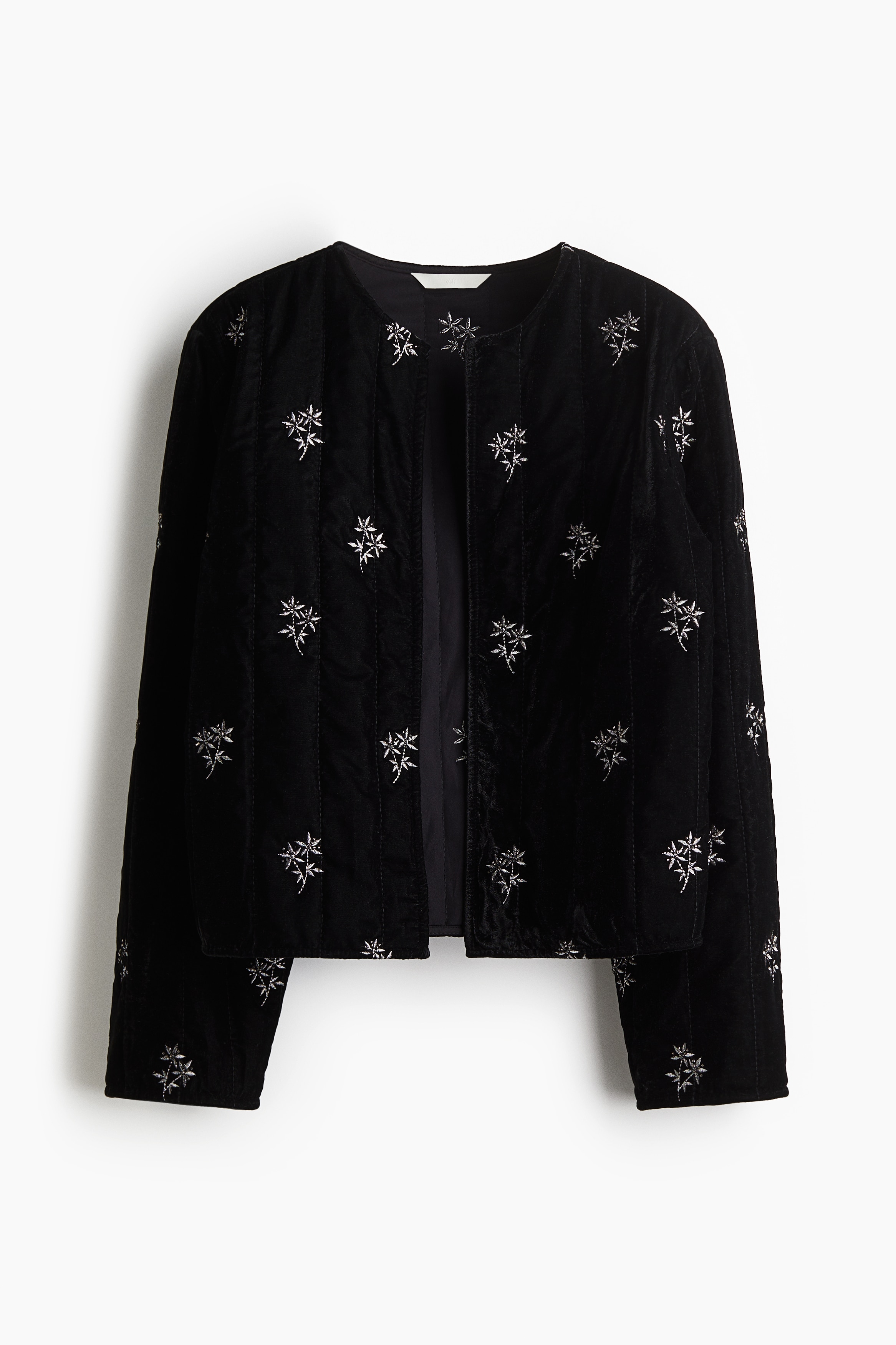 Jachetă din catifea cu broderie - Negru