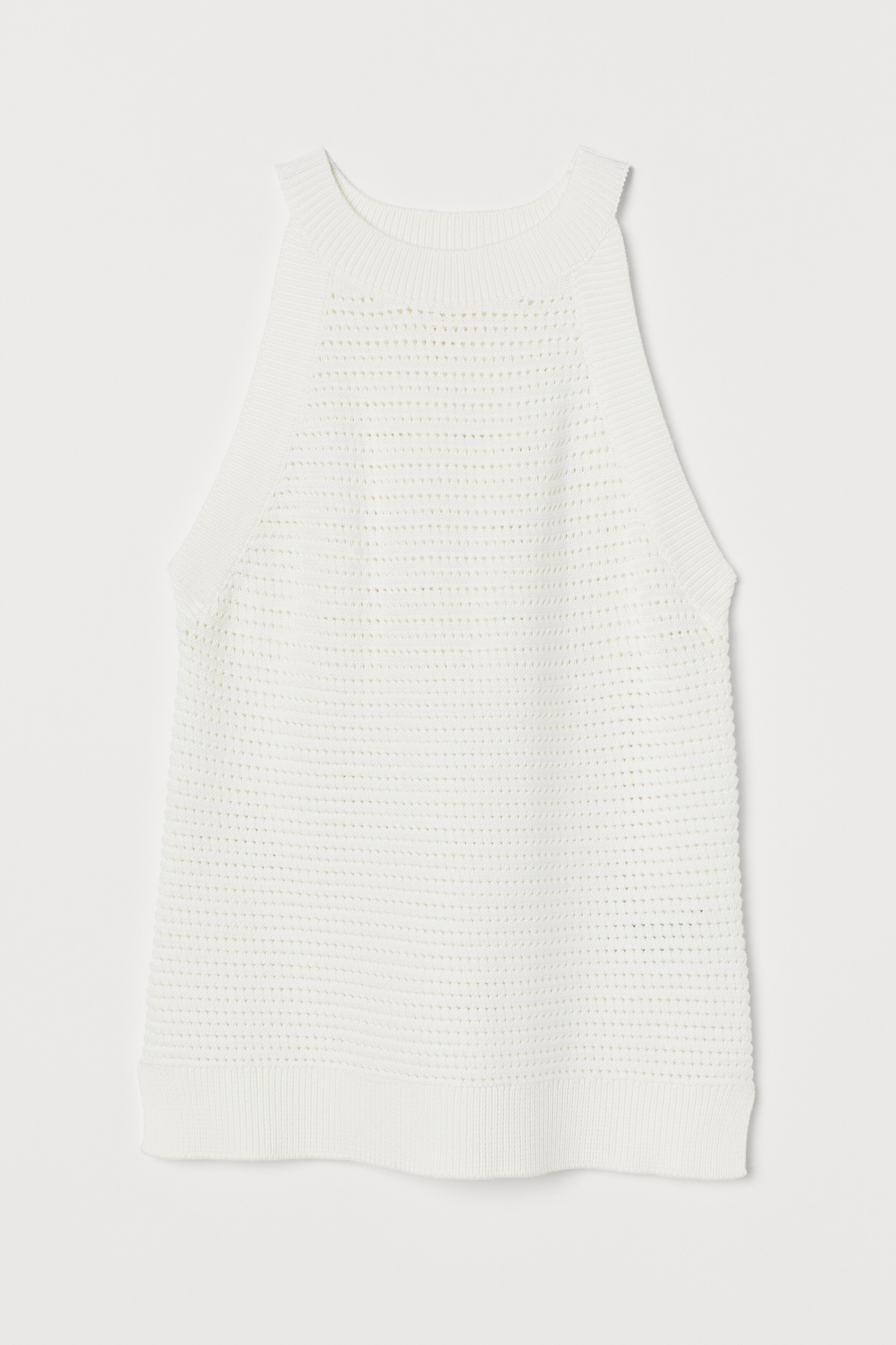 Stricktop mit Lochmuster - Neckholder - Ärmellos - Weiß - Ladies 