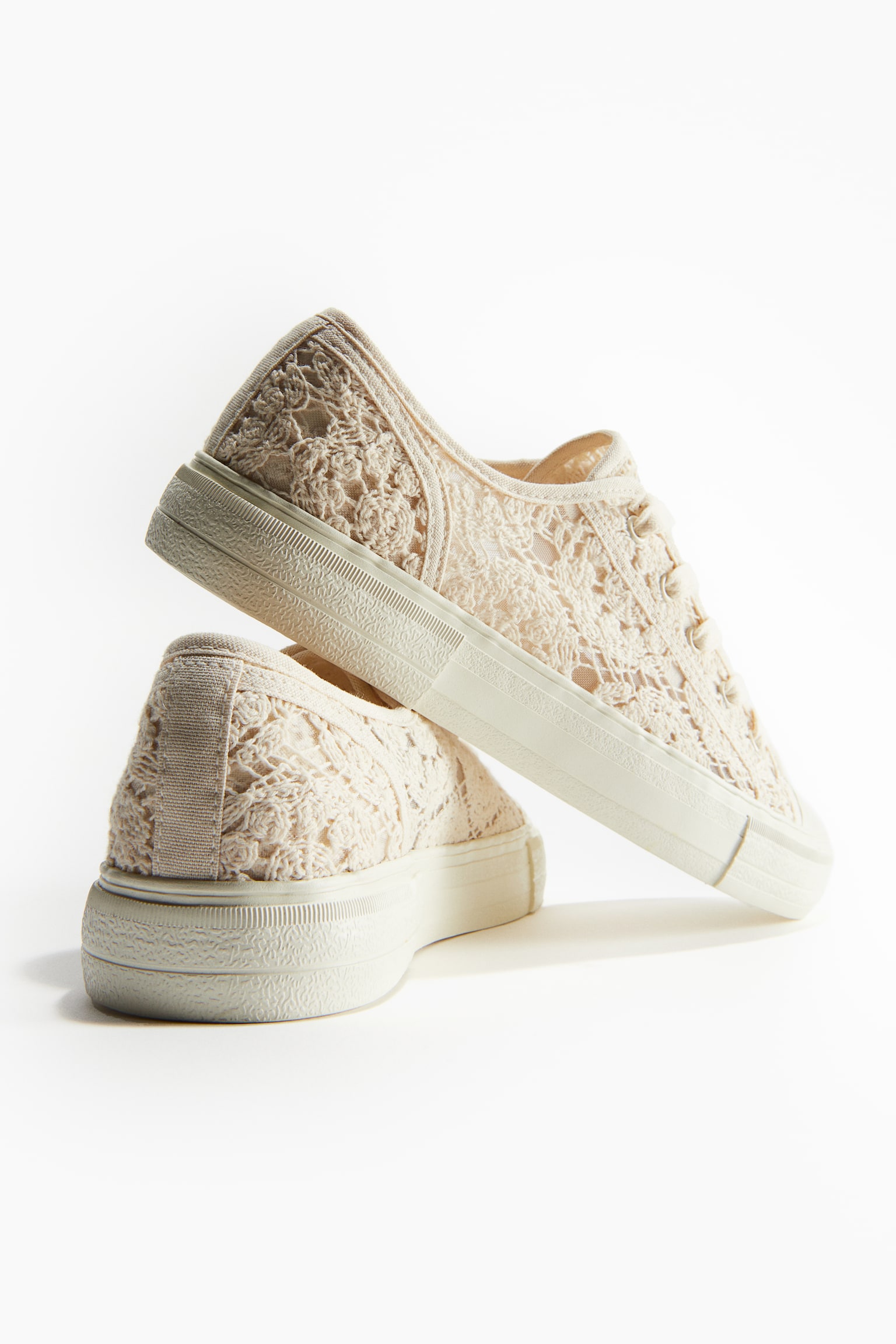 Embroidered Sneakers - Cream - 2