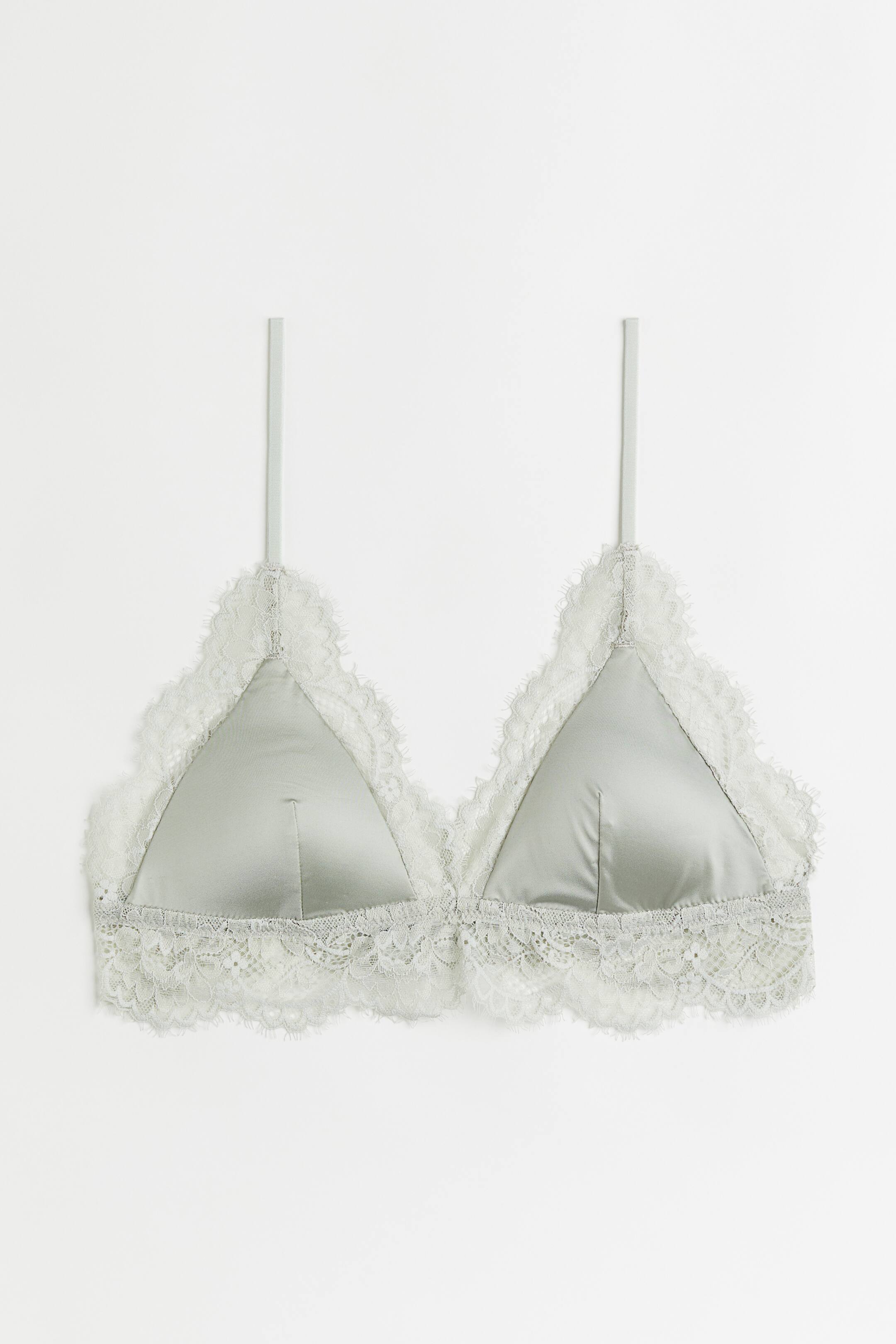 Xem ảnh lớn hơn: Áo bralette viền ren - Màu xám-xanh lá nhạt - Ladies | H&M VN 1